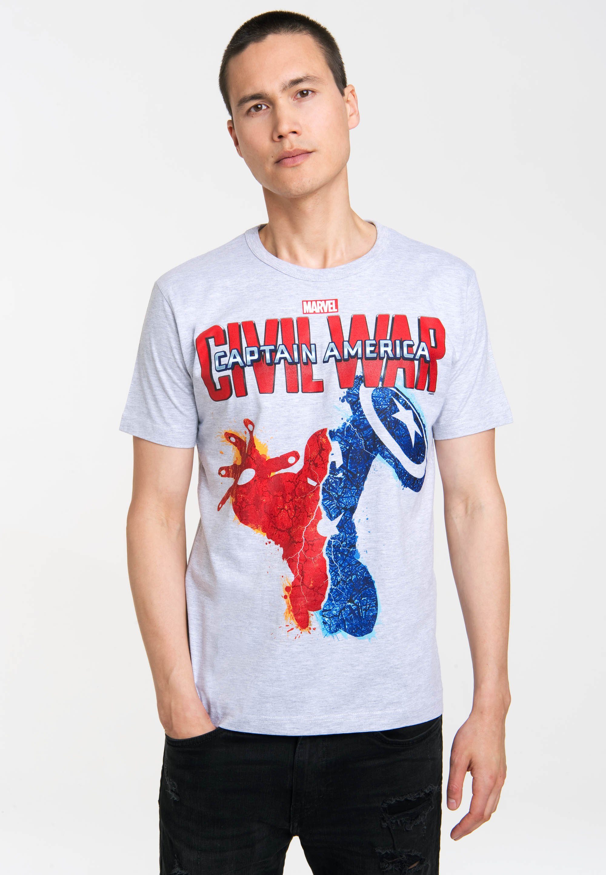 LOGOSHIRT T-Shirt Marvel - Captain großem Captain Civil War - America mit America-Frontprint