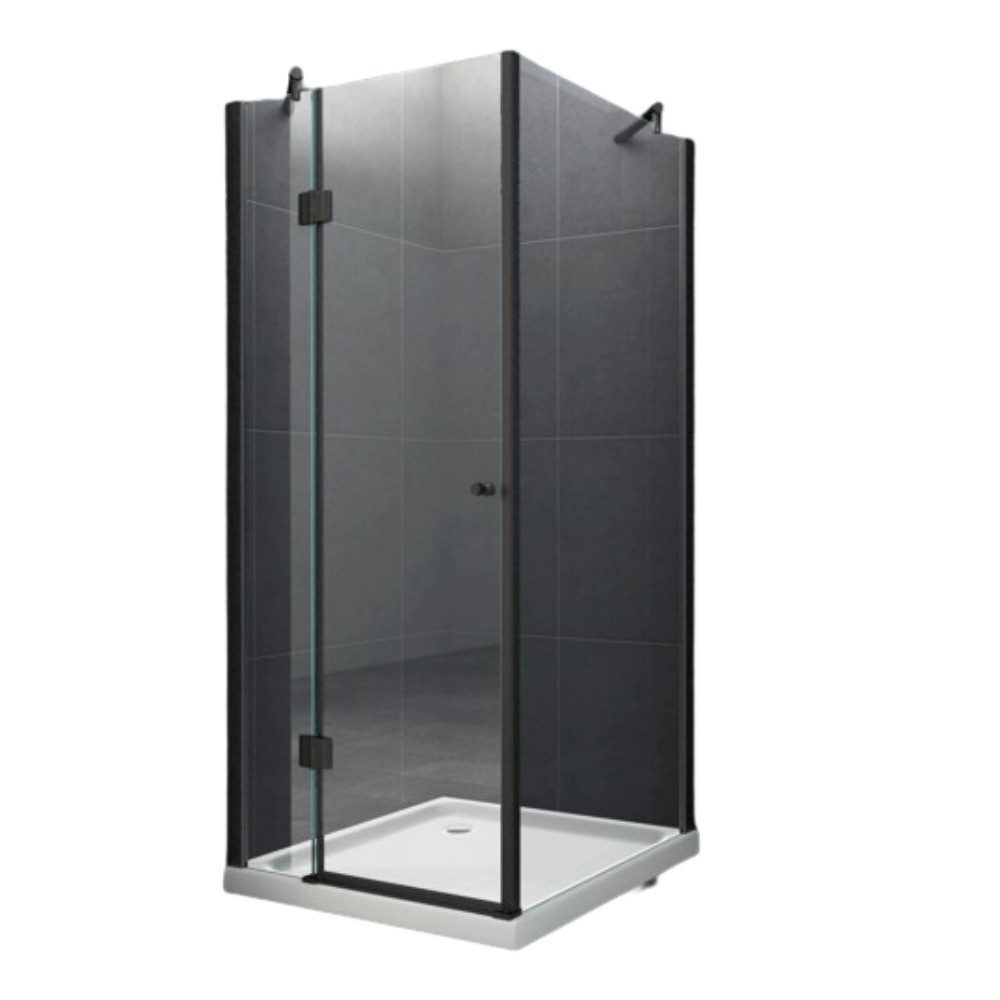 Eckdusche STUTTGART (schwarz) Duschkabine Dusche Duschwand Duschtür Glas ESG