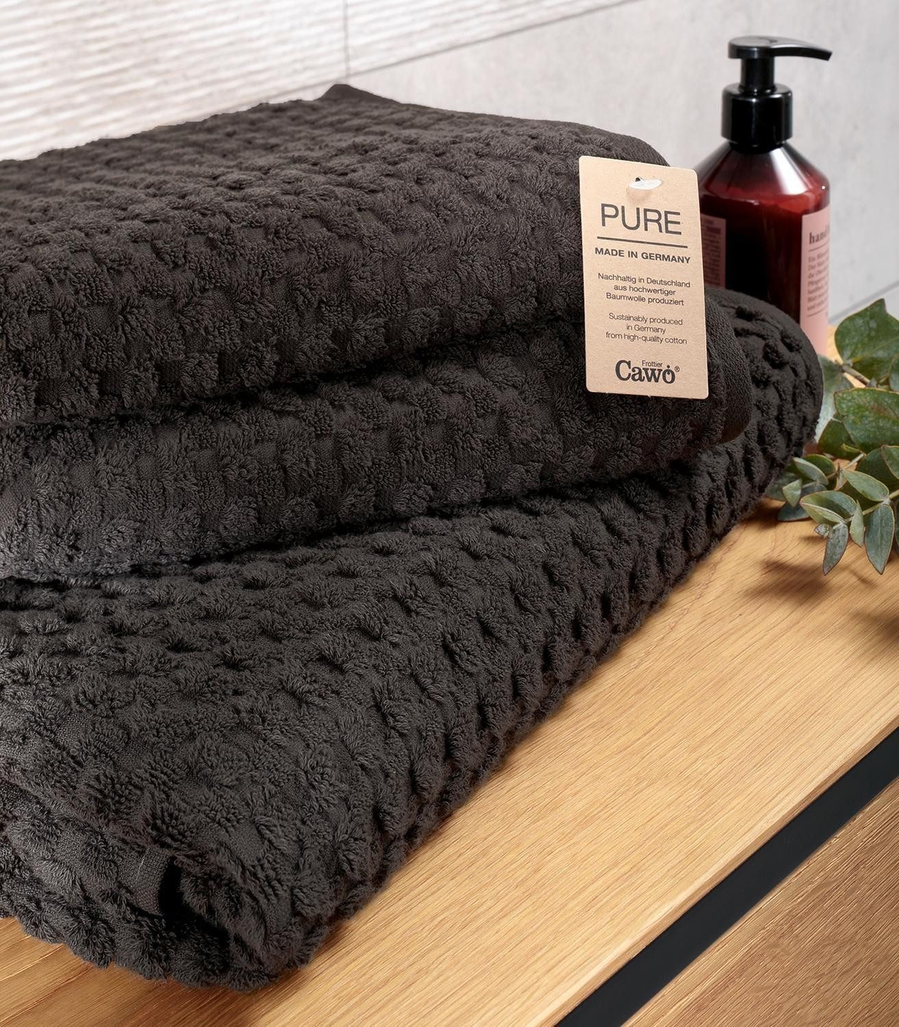 Cawö Duschtücher PURE ELEMENTS, Basalt, Baumwolle (1-St), Made in Germany, B 80 x L 150 cm