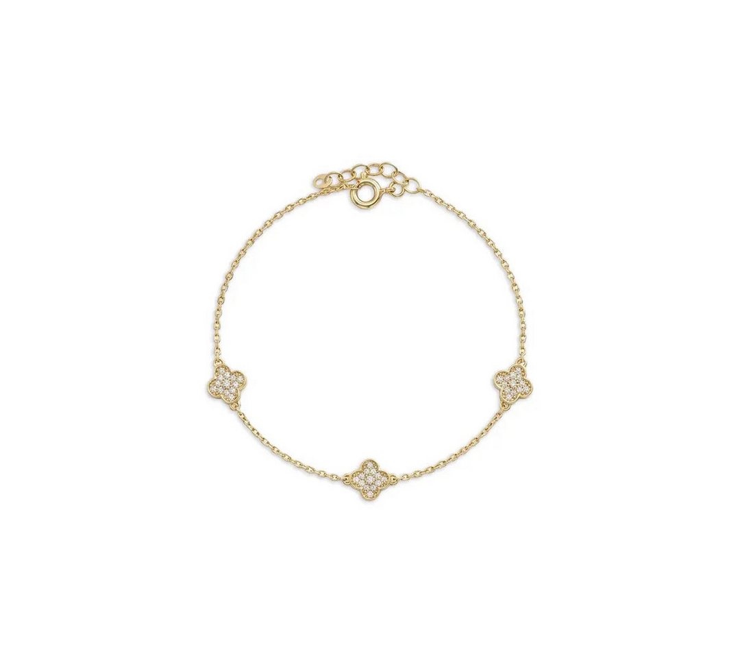 Suzan Gold Goldarmband Floria Trio – Zartes Armband mit drei Kleeblättern aus 375 Echtgold