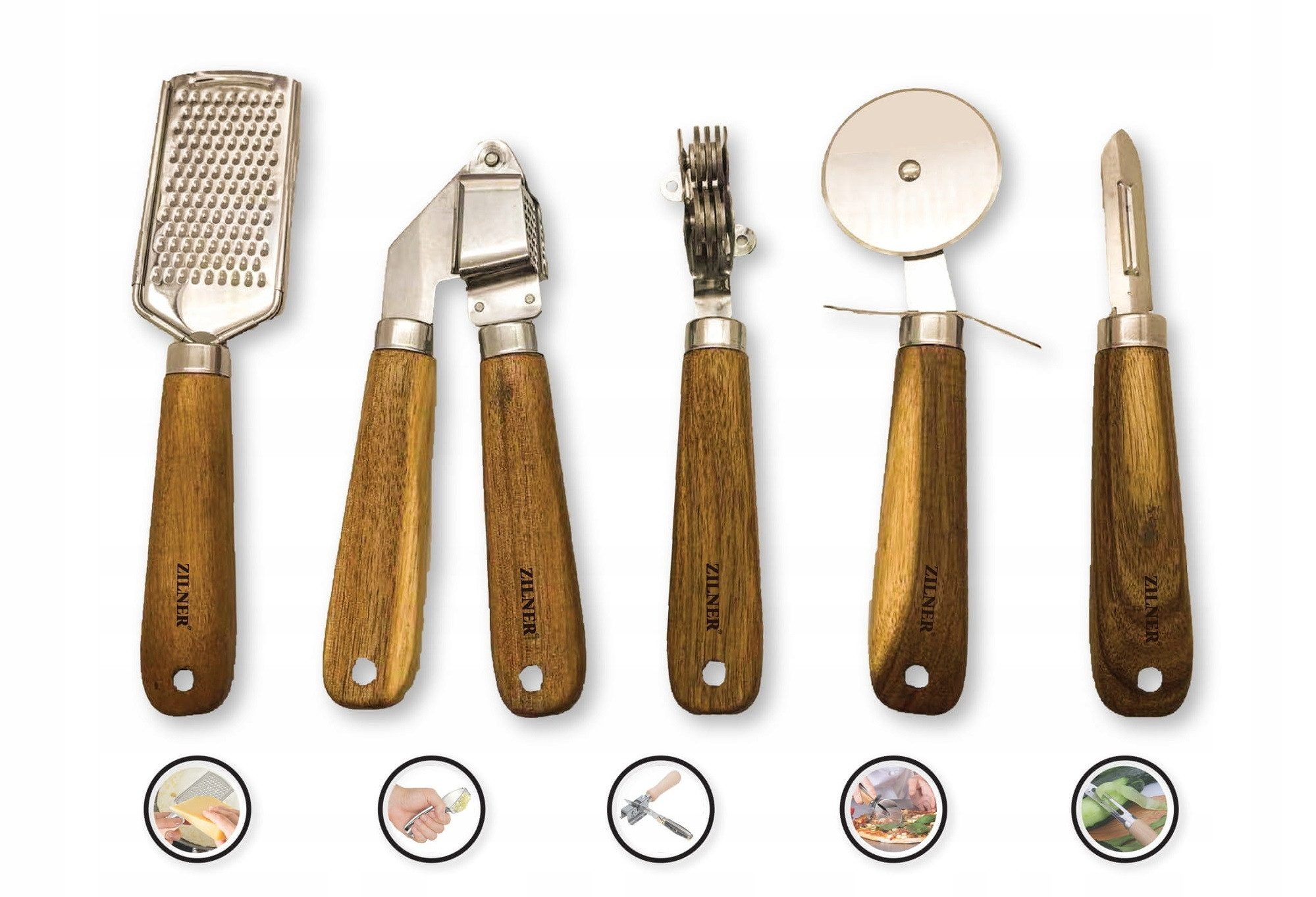 Zilner Küchenorganizer-Set Set Reibe Knoblauchpresse Messerschärfer günstig online kaufen