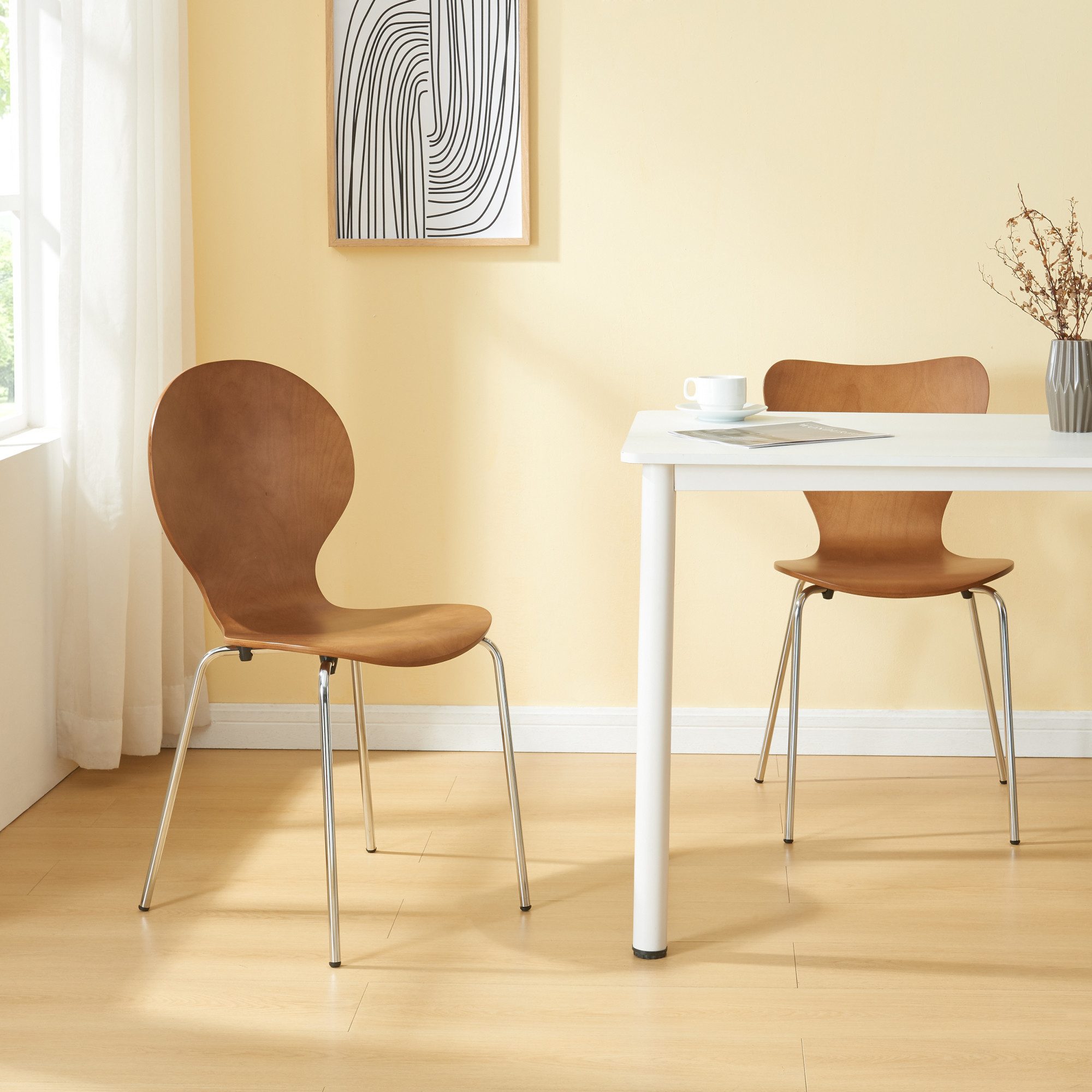 en.casa Esszimmerstuhl (Set, 4 St), »Etne« Holz Metall 85x48x50 cm Walnusso günstig online kaufen