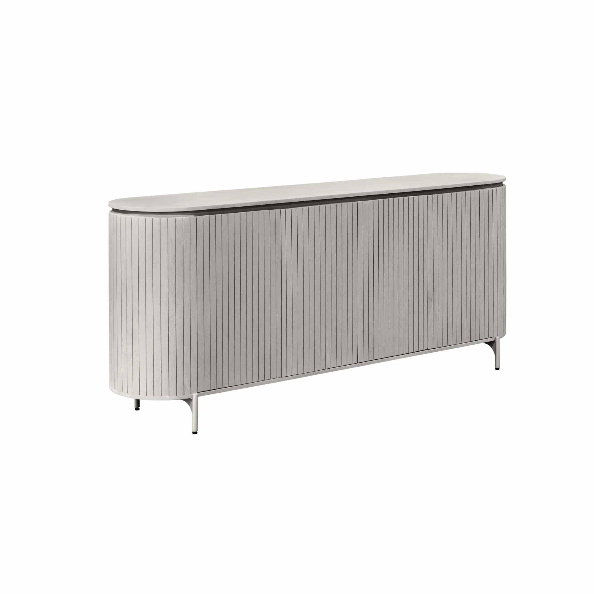 Villa Möbel Sideboard (Packung, 1 St., 1 St. Sideboard), Mangoholz Taupe Lamellenfront, Stauraum und Metallgestell