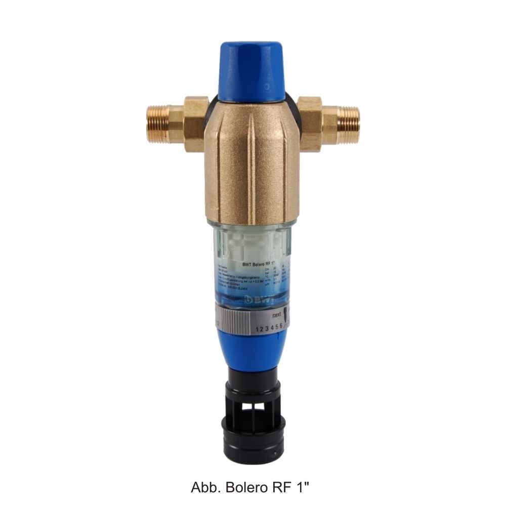 Kalk- Bolero Wasserfilter BWT mit Rückspülfilter 1" RF Anschlussverschraubungen und Manueller BWT