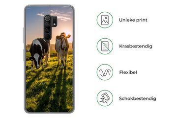 MuchoWow Handyhülle Kühe - Sonne - Gras - Tiere - Bauernhof, Phone Case, Handyhülle Xiaomi Redmi 9, Silikon, Schutzhülle
