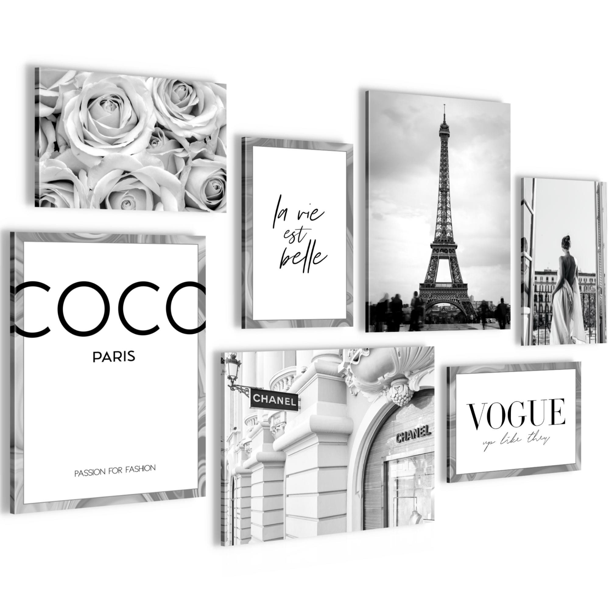 Novart Wandbild Fashion AUFHÄNGFERTIG Mädchen Teenager Paris, Paris (7 St)