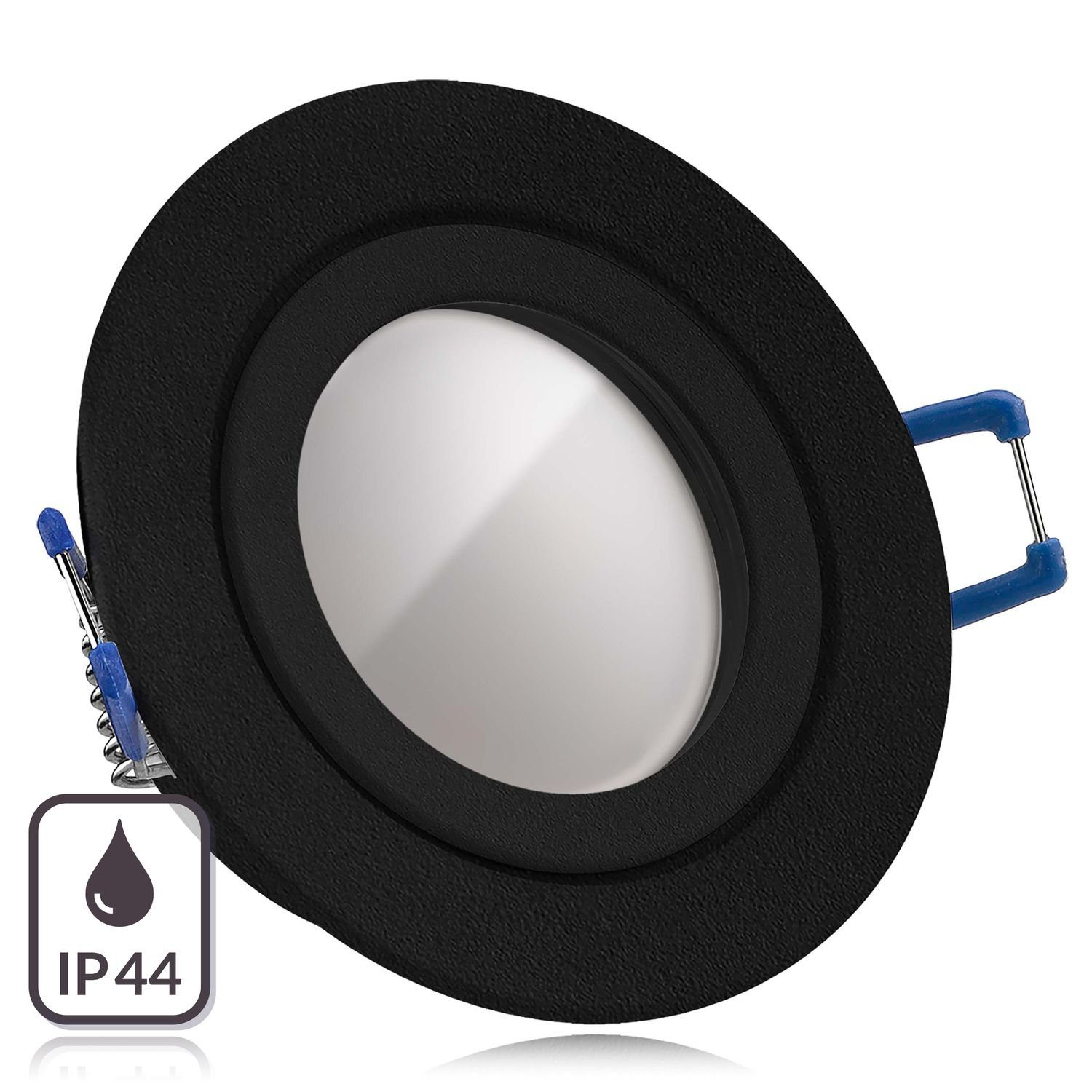 LEDANDO LED Einbaustrahler IP44 LED Einbaustrahler Set GU10 in schwarz mit 5W LED von LEDANDO - 4 | Strahler