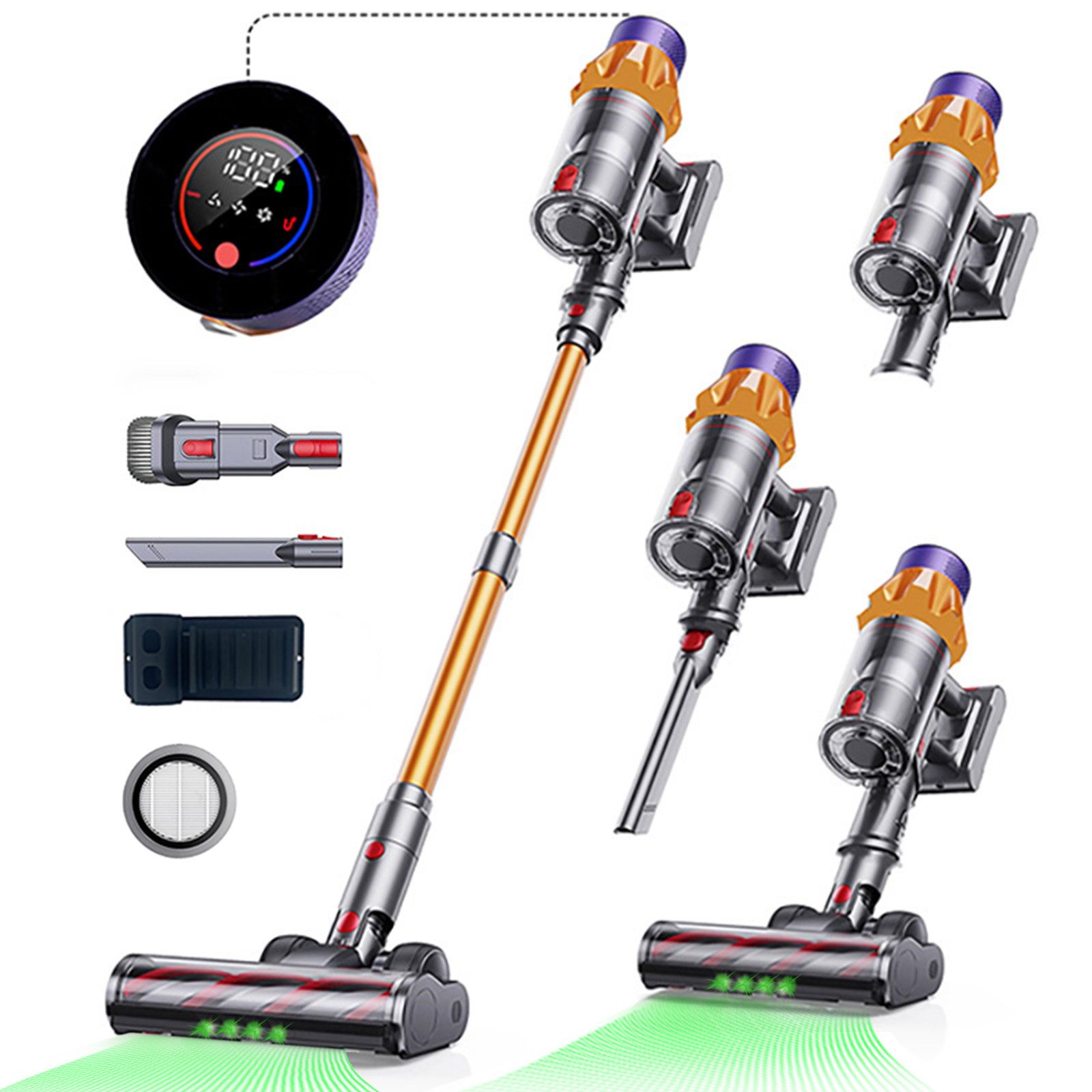 ibettertec Stielstaubsauger Akku-Staubsauger, 550W 45KPA 55 Minuten Akkuloser Stick, 550 W, mit Beutel, Staubsauger mit Touchscreen, 2,7 kg sehr leicht