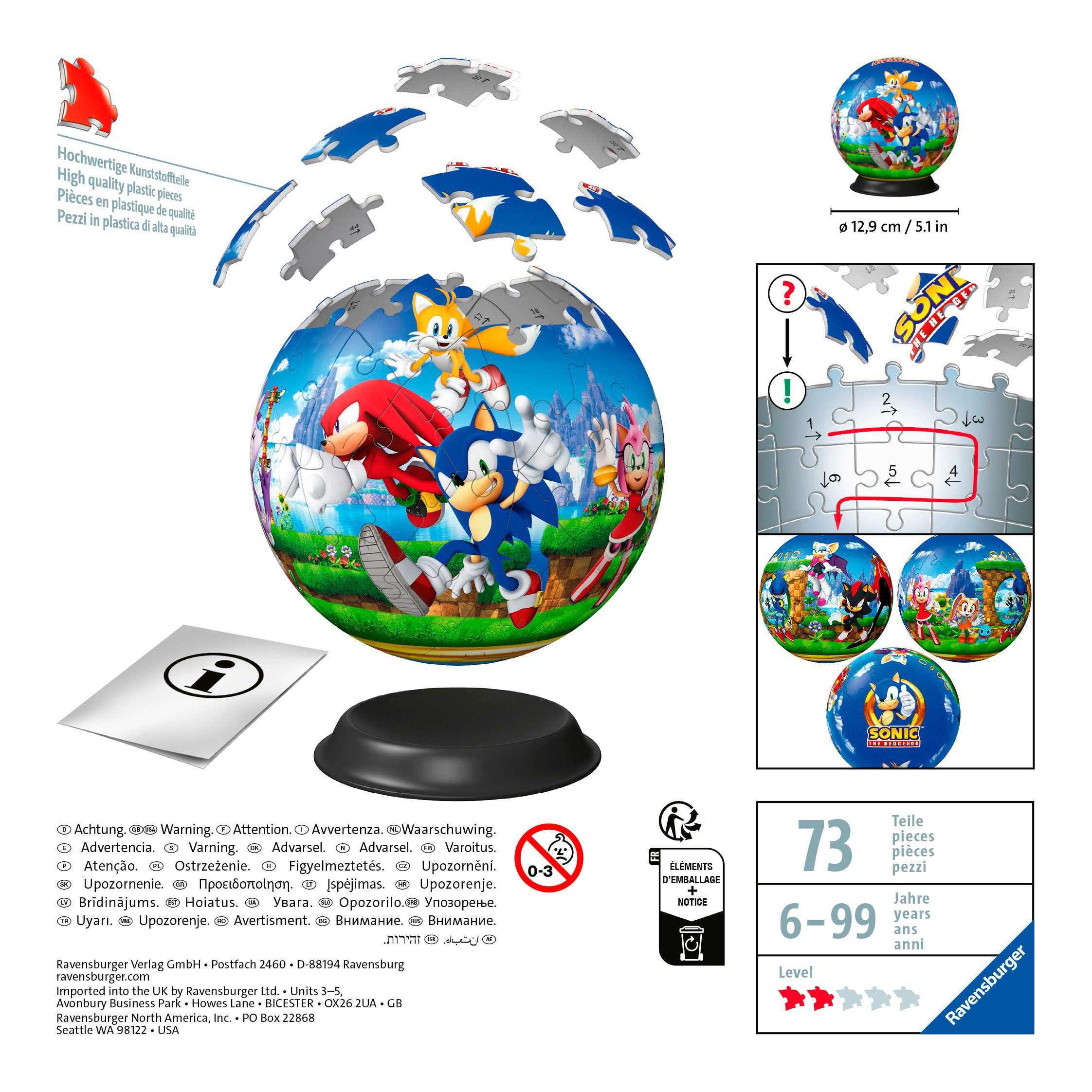 Ravensburger Puzzleball Sonic the Hedgehog, 72 Puzzleteile, Made in Europe günstig online kaufen
