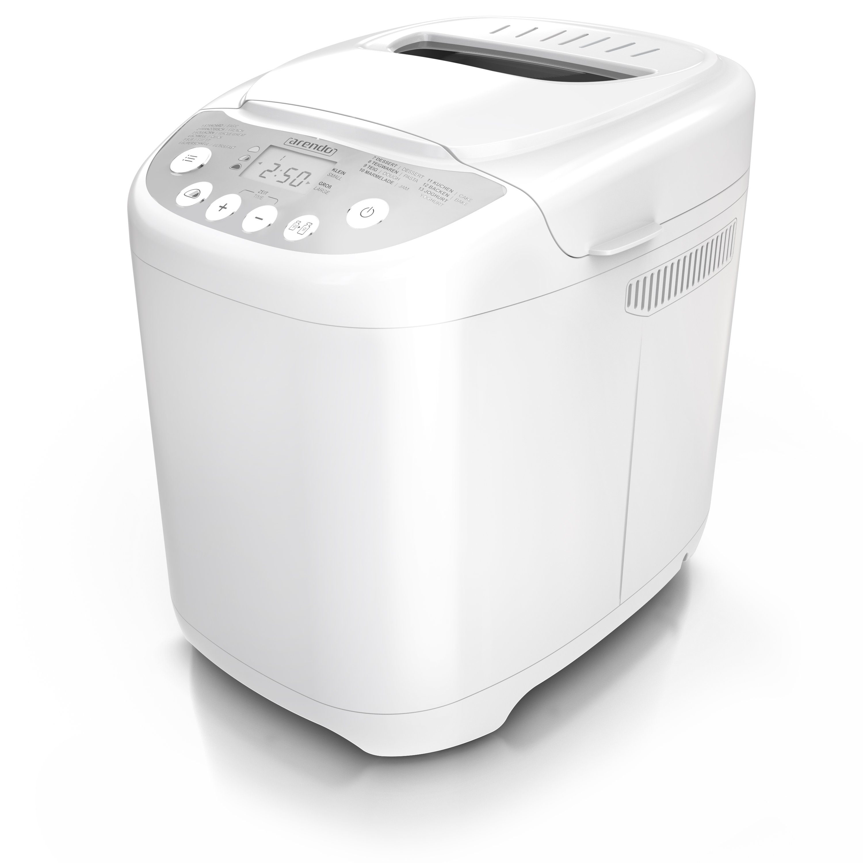 Arendo Brotbackautomat, 580 W, Brotbackautomat mit 13 Programmen für 750-1000 g Brote
