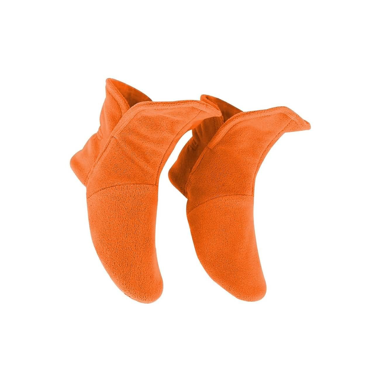 aus Sohle mit Hausstiefel Hausschuh Hüttenschuhe Micro ABS RAIKOU Rutschfester Fleece flauschige Haussocken Orange super und