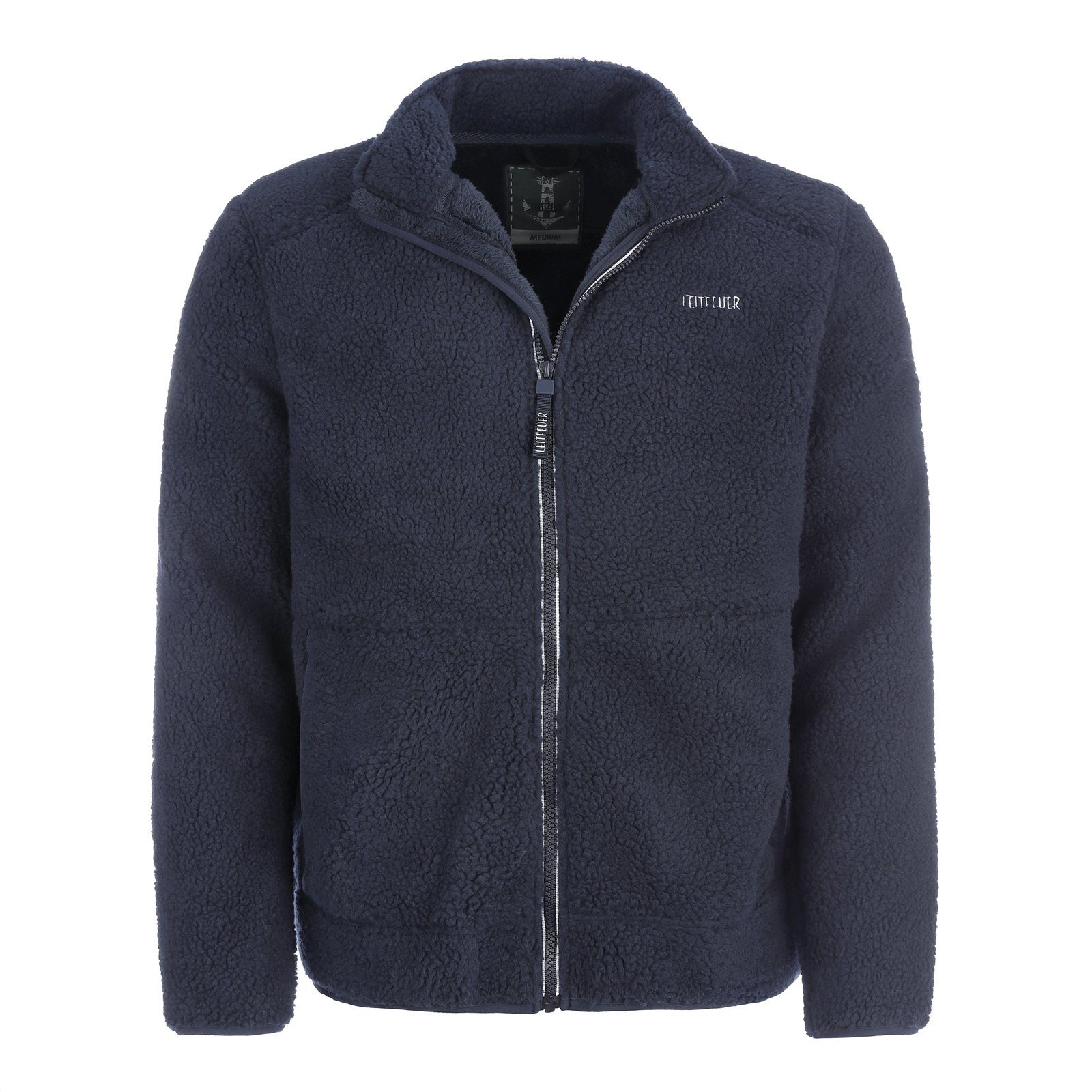 Leitfeuer Sweatjacke (1-tlg) Leitfeuer Herren Faserpelzjacke Unifarben - Pelzjacke mit Stehkragen