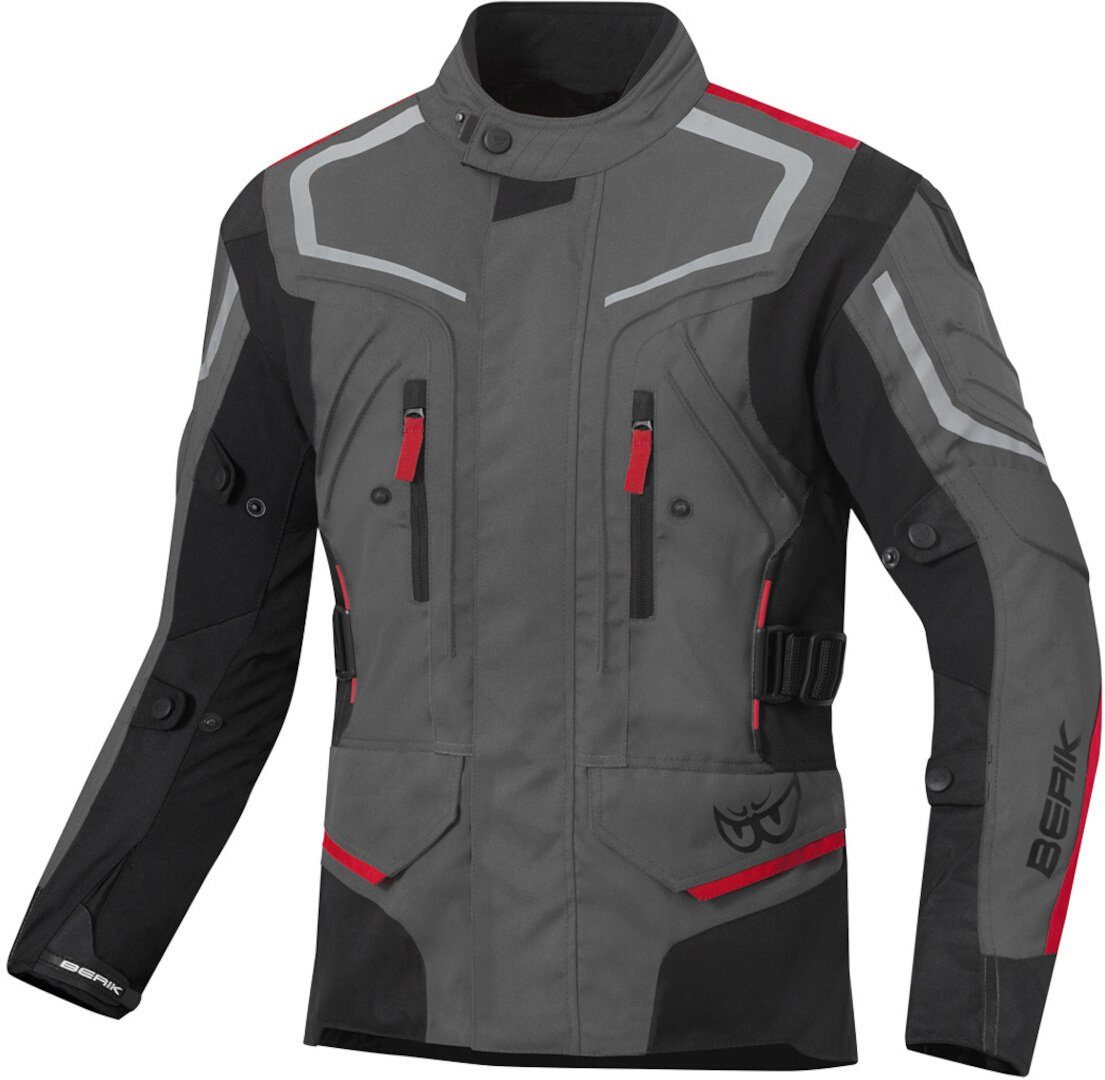 Textiljacke Rallye Wasserdichte Motorradjacke Grey/Black/Red Berik Motorrad Dark