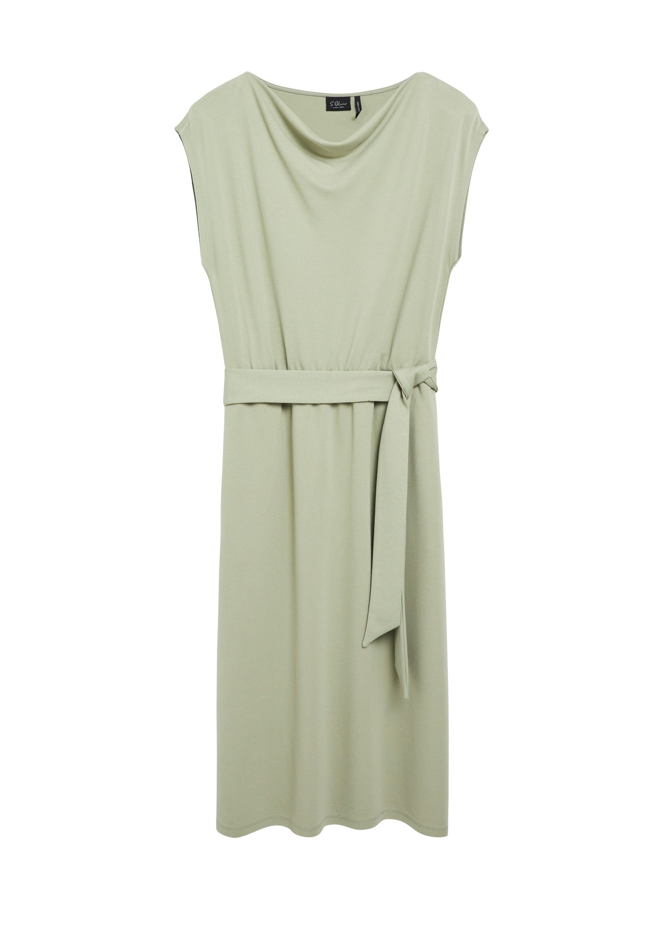 s.Oliver Minikleid Kleid Kurzes Kleid mit Wasserfall-Ausschnitt und Bindegürtel