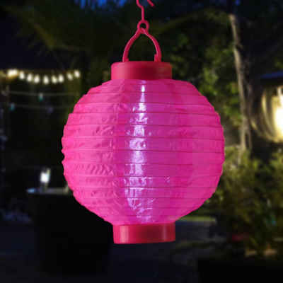 MARELIDA LED Lampion LED Solar Lampion 20cm Party Balkon Terrasse Garten Laterne pink, LED Classic, kaltweiss (5300K bis 6000K)
