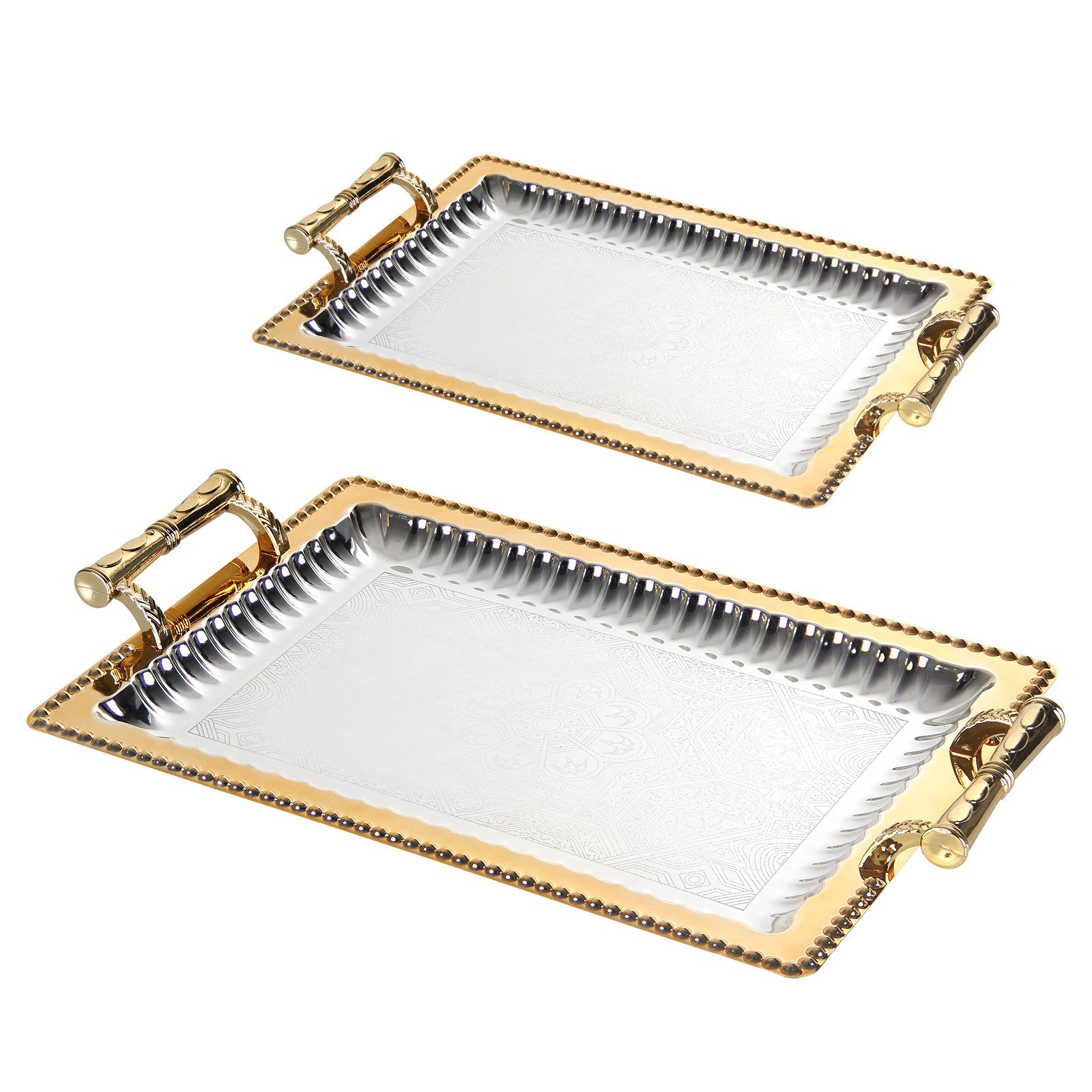 Tablett Set 2X Servierplatte mit Griff, Deko Tablett Set