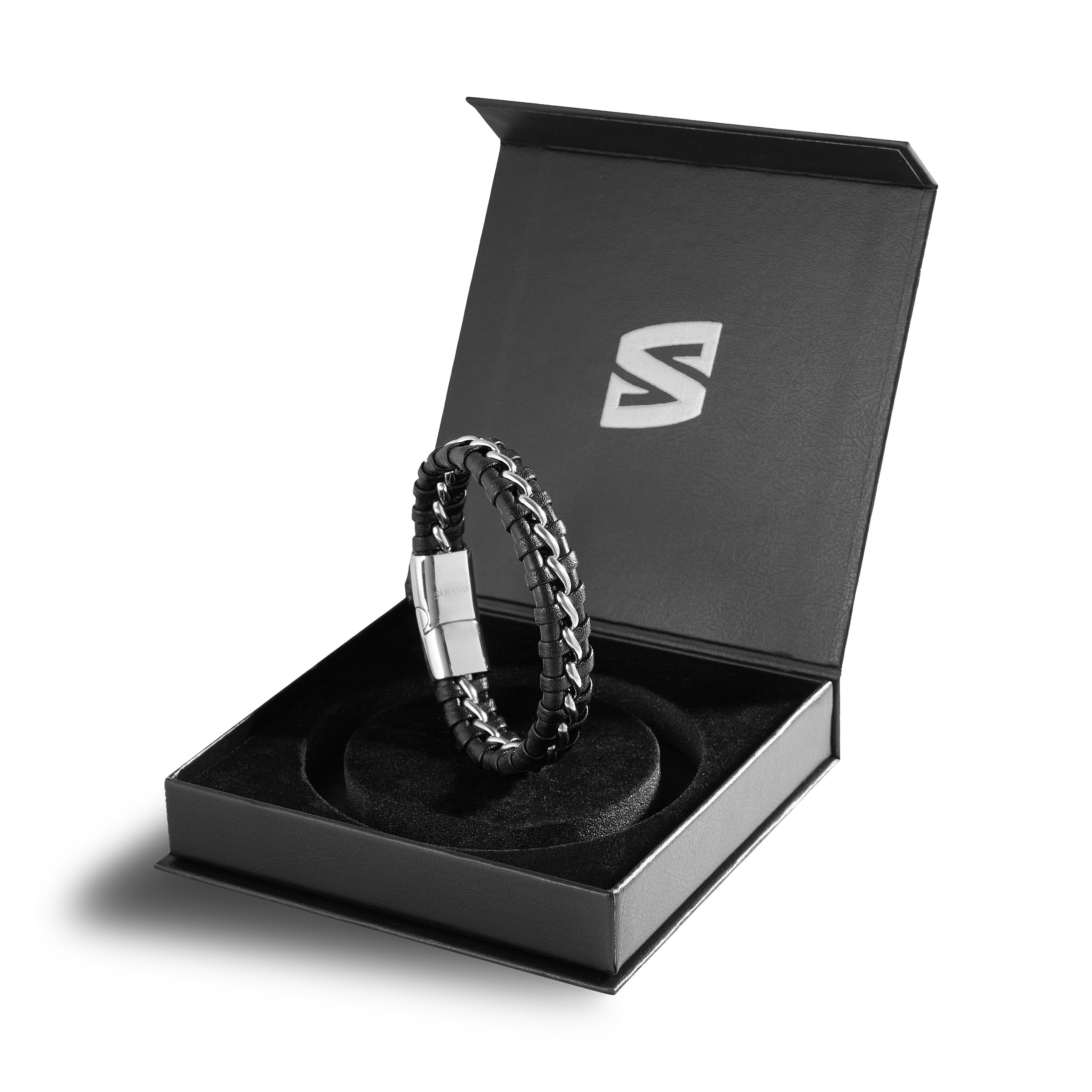 SERASAR Lederarmband Leder Herrenarmband "Joy" (Klassisch, elegant, casual, 1-tlg), aus Echtleder, Länge durch extra Glied verstellbar