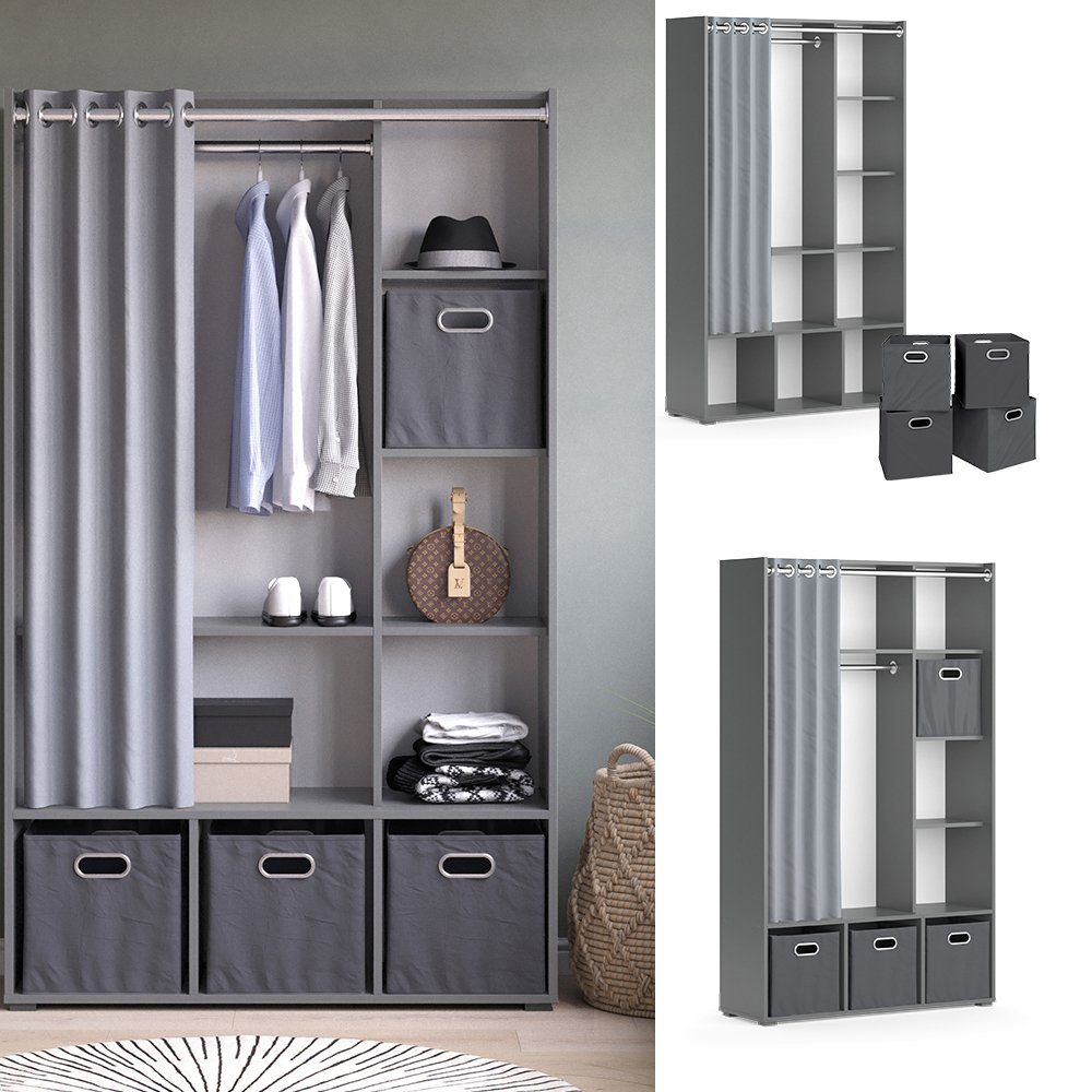 Vicco Kleiderschrank Luigi, Grau, 105.8 x günstig online kaufen