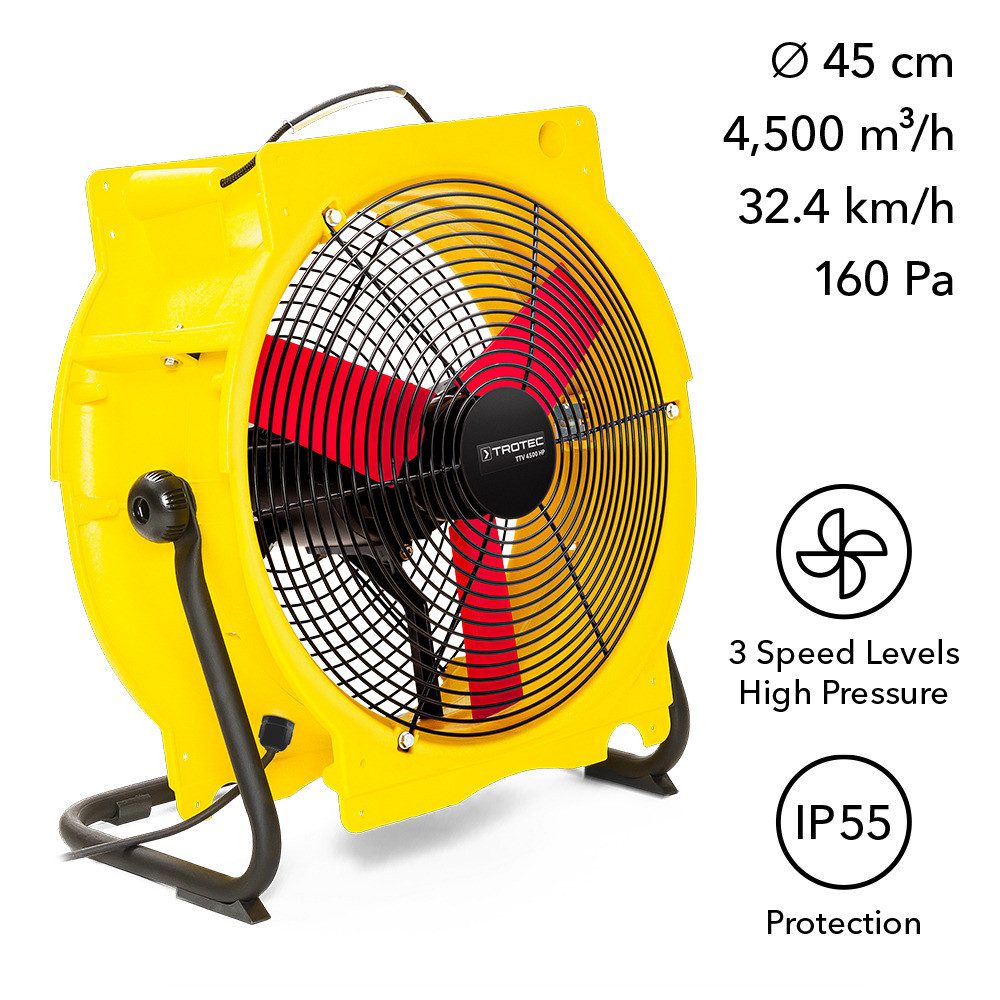 TROTEC Turboventilator TROTEC Axialventilator TTV 4500 HP Baulüfter Lufttransport 4.500 m³/ h