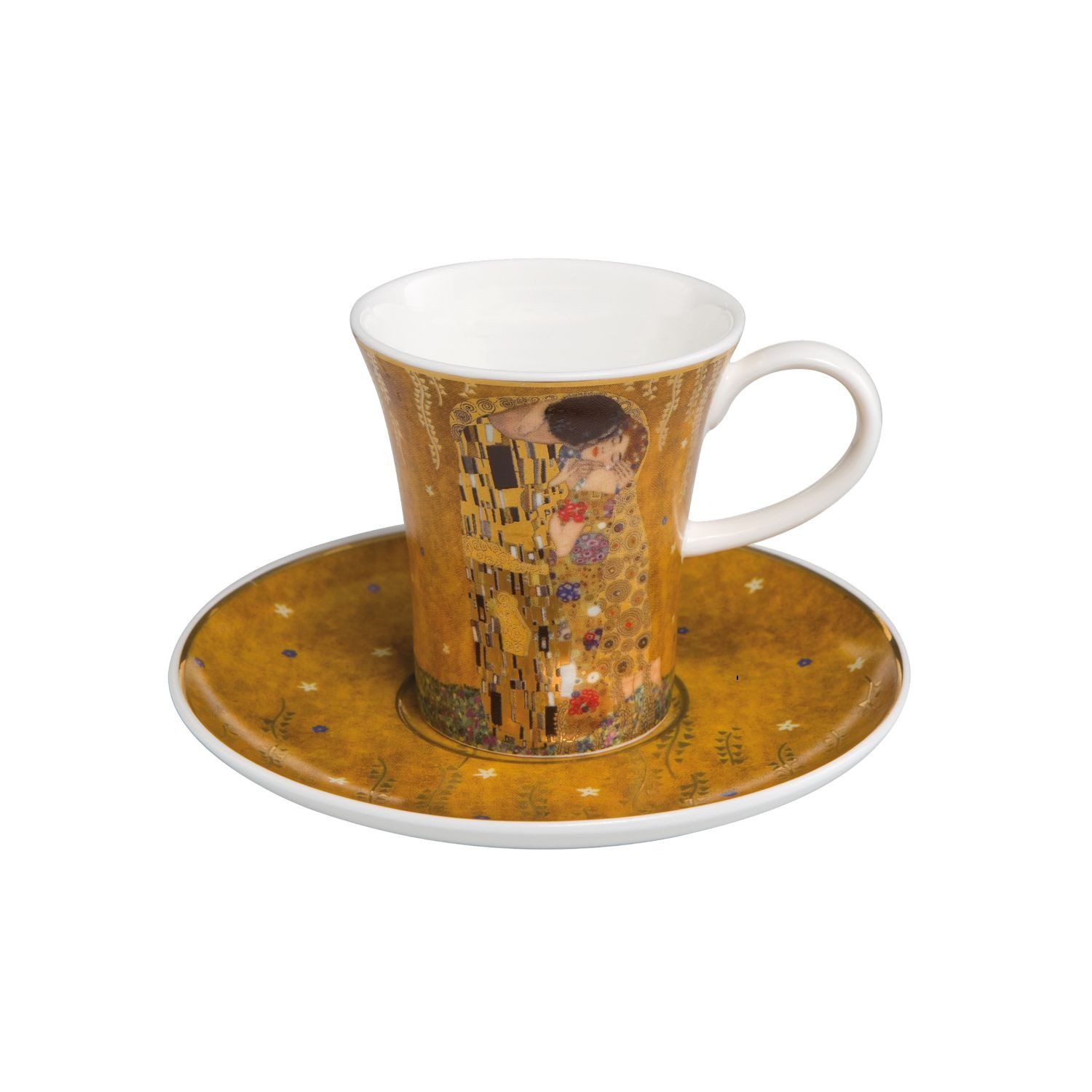 Goebel Tasse Gustav Klimt, Porzellan, Spülmaschinengeeignet, Gold, Motiv: Der Kuss