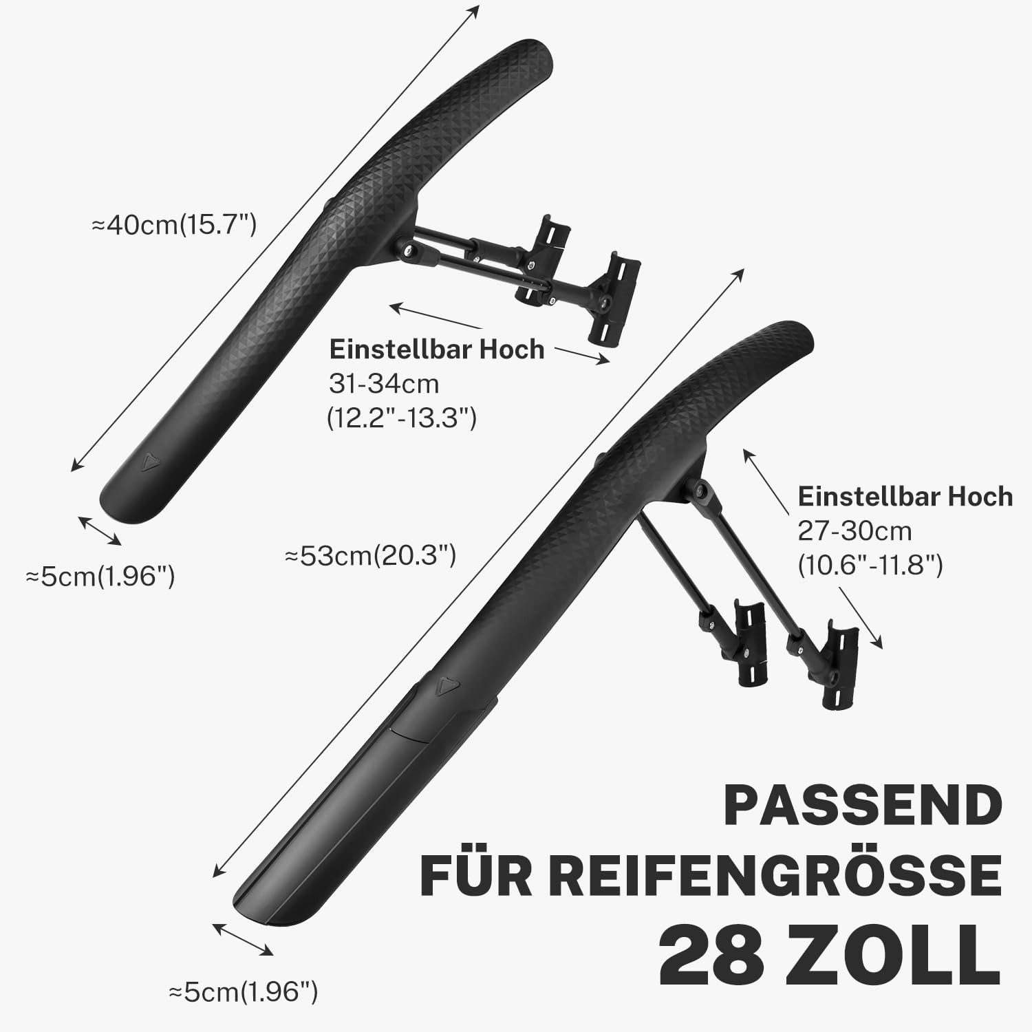 SURFOU Schutzblech Mountainbike Set Fahrrad Schutzblech MTB Schutzblech (Kotflügel Fahrrad Fahrradzubehör Universal), us schlagfestem Hochleistungskunststoff effektiver Spritzschutz