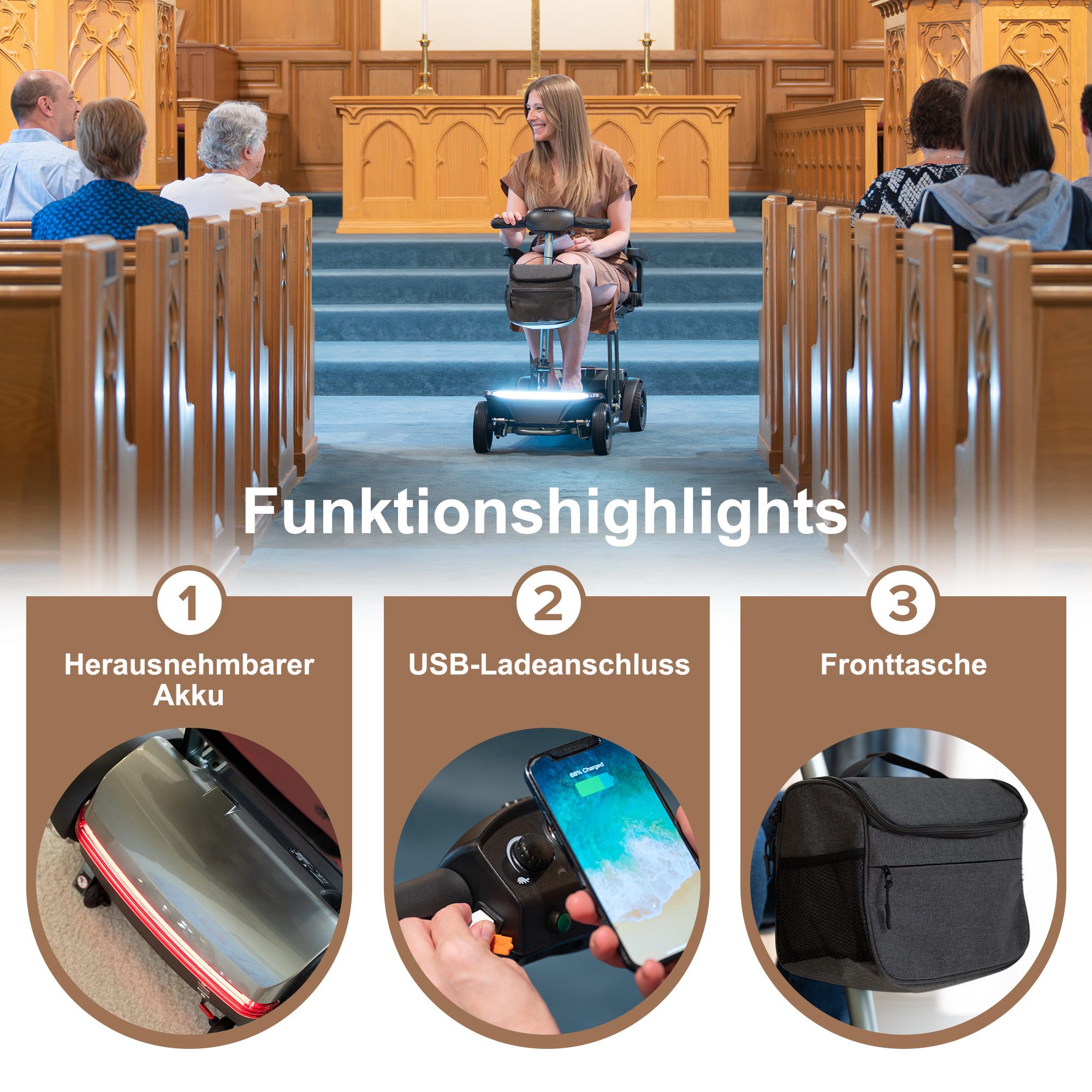 Yoimoimo Electric Mobility Scooter AIR TRAVELLER - Up to 15/20km range, folds in seconds & 120kg