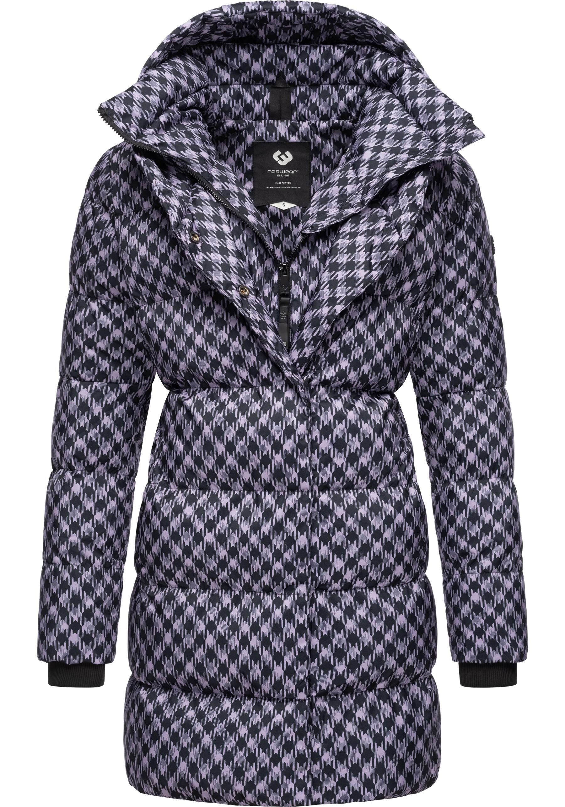 Ragwear Steppmantel Niara Print wasserdichter Mantel mit angesagtem Hahnentritt Muster