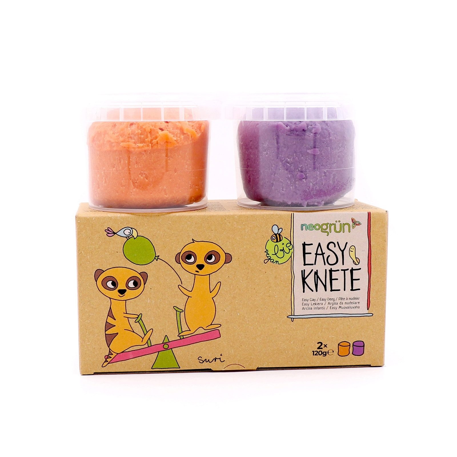 neogrün Knete Easy-Knete 2er Set "Suri" bunte Farben weiche Bio-Modelliermasse
