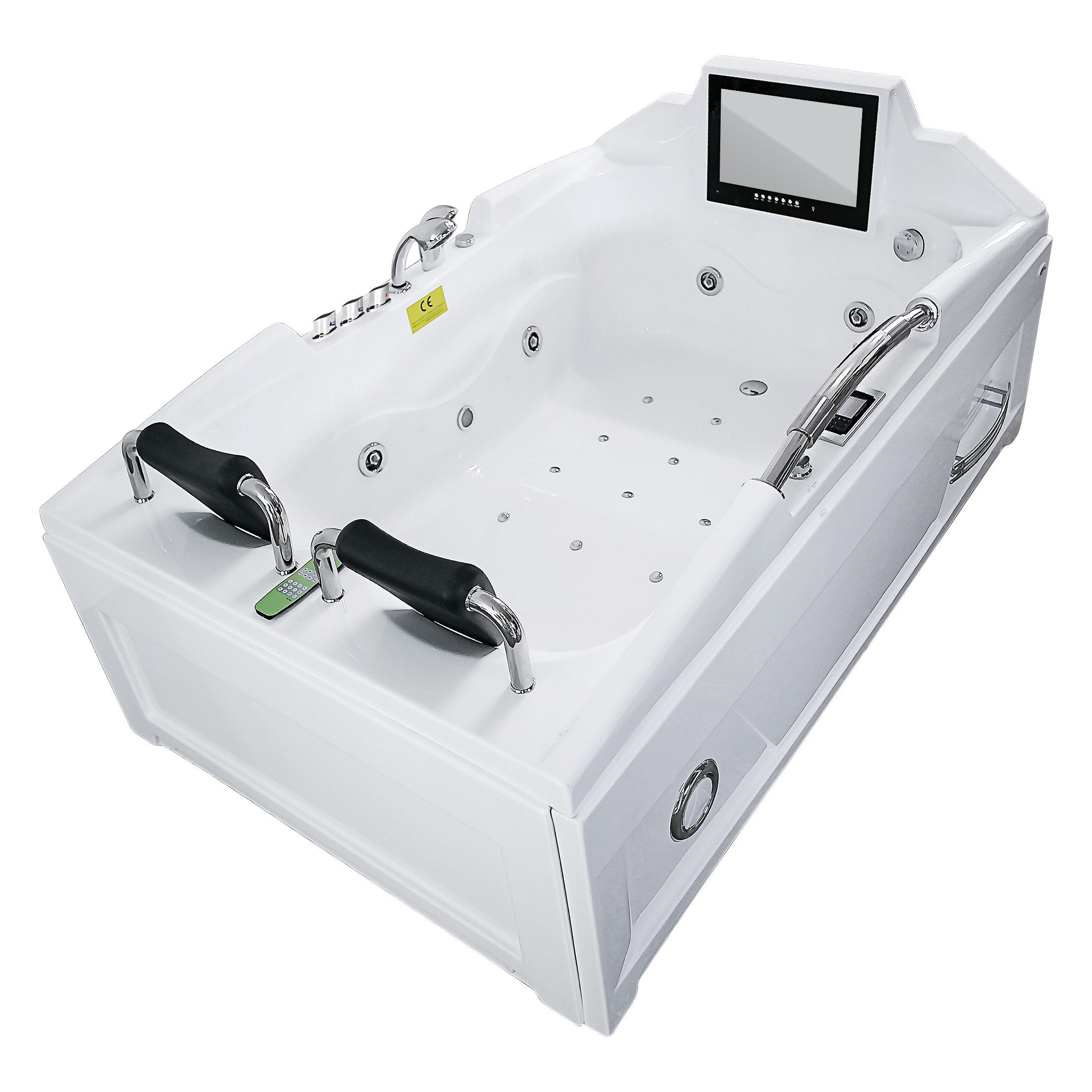 AcquaVapore Whirlpool-Badewanne AcquaVapore Whirlpool Badewanne Wanne mit TV T18L-TH 188x120cm, (1-tlg), mit Ablaufgarnitur