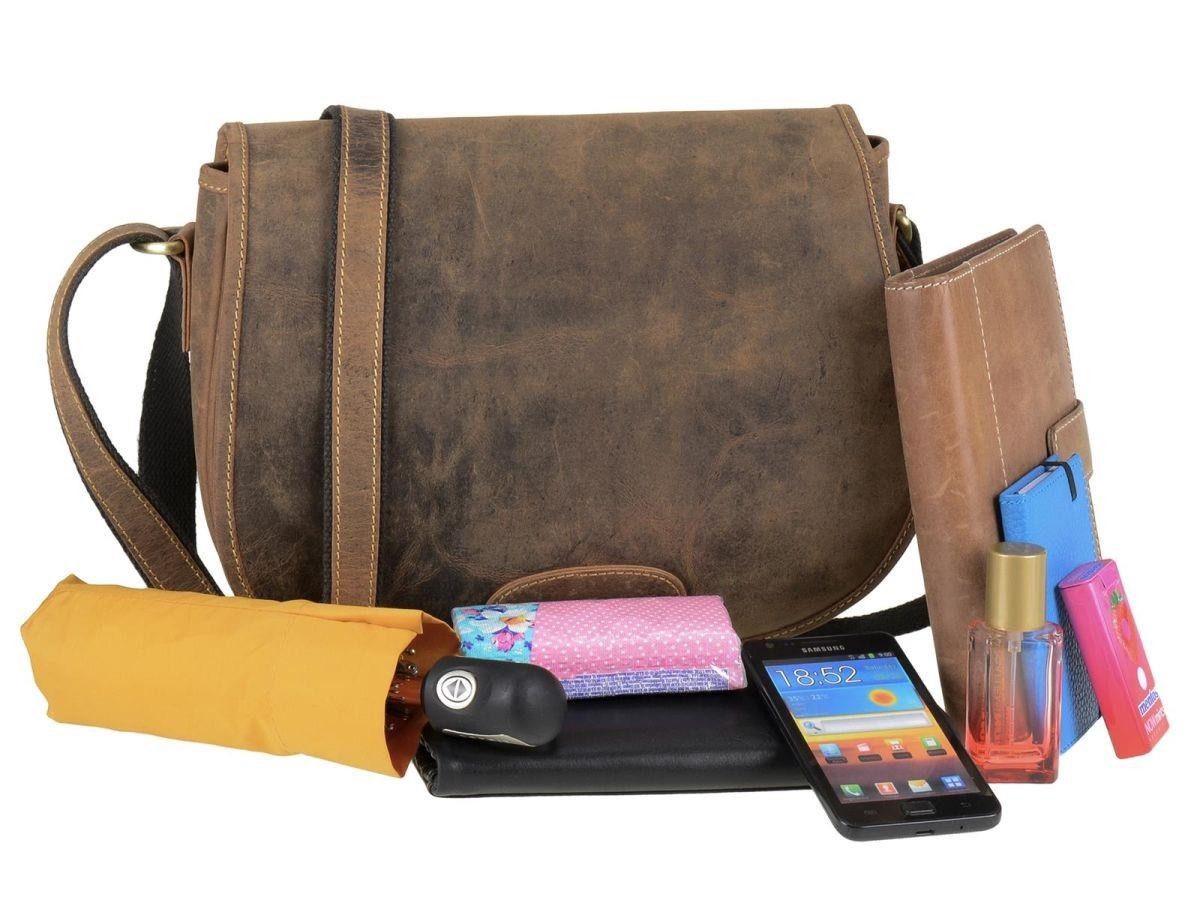 Greenburry Umhängetasche "Vintage" Leder, Jagdtasche, Ledertasche, Damentasche, Handtasche 30x25cm