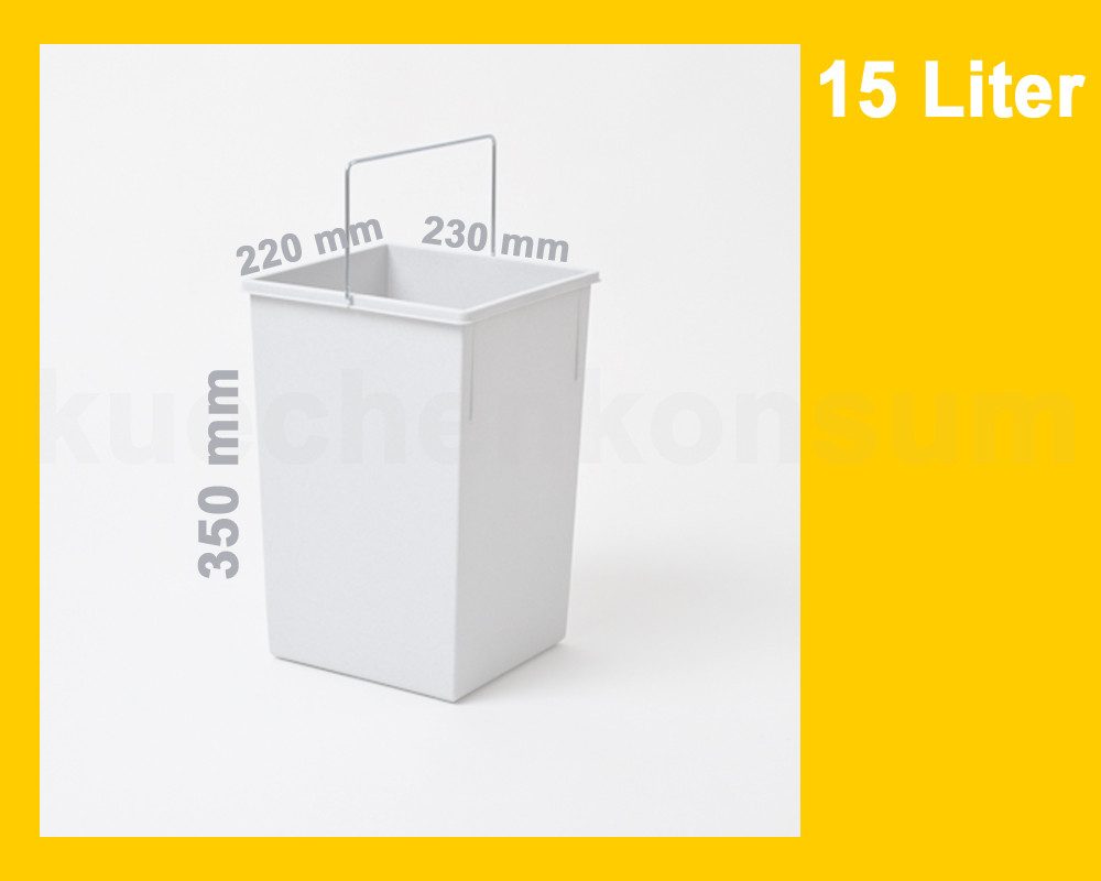 Hailo Einbaumülleimer Hailo Inneneimer 1080979 hellgrau 15 L 230 x 220 x 350 mm mit Henkel, hellgraue eckige Form mit Henkel