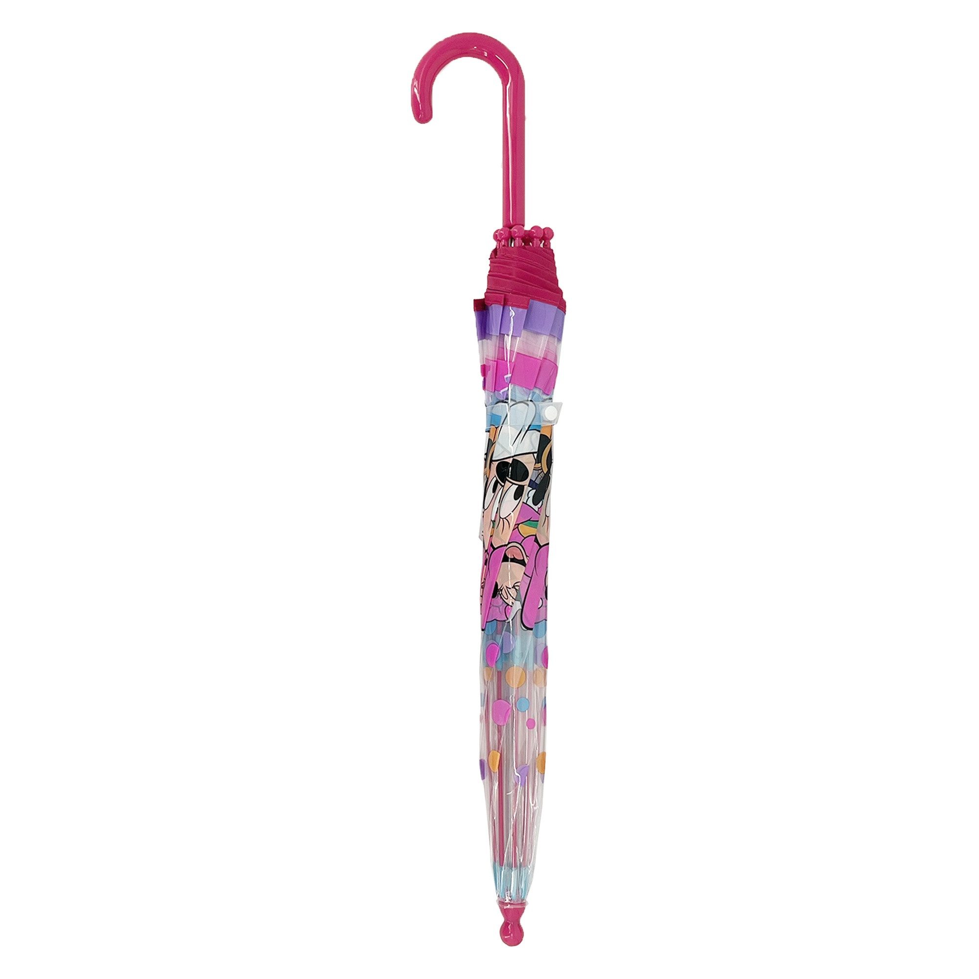 Disney Minnie Mouse Stockregenschirm Kinder Regenschirm mit Regenbogen Motiv ab 3 Jahren, windfest
