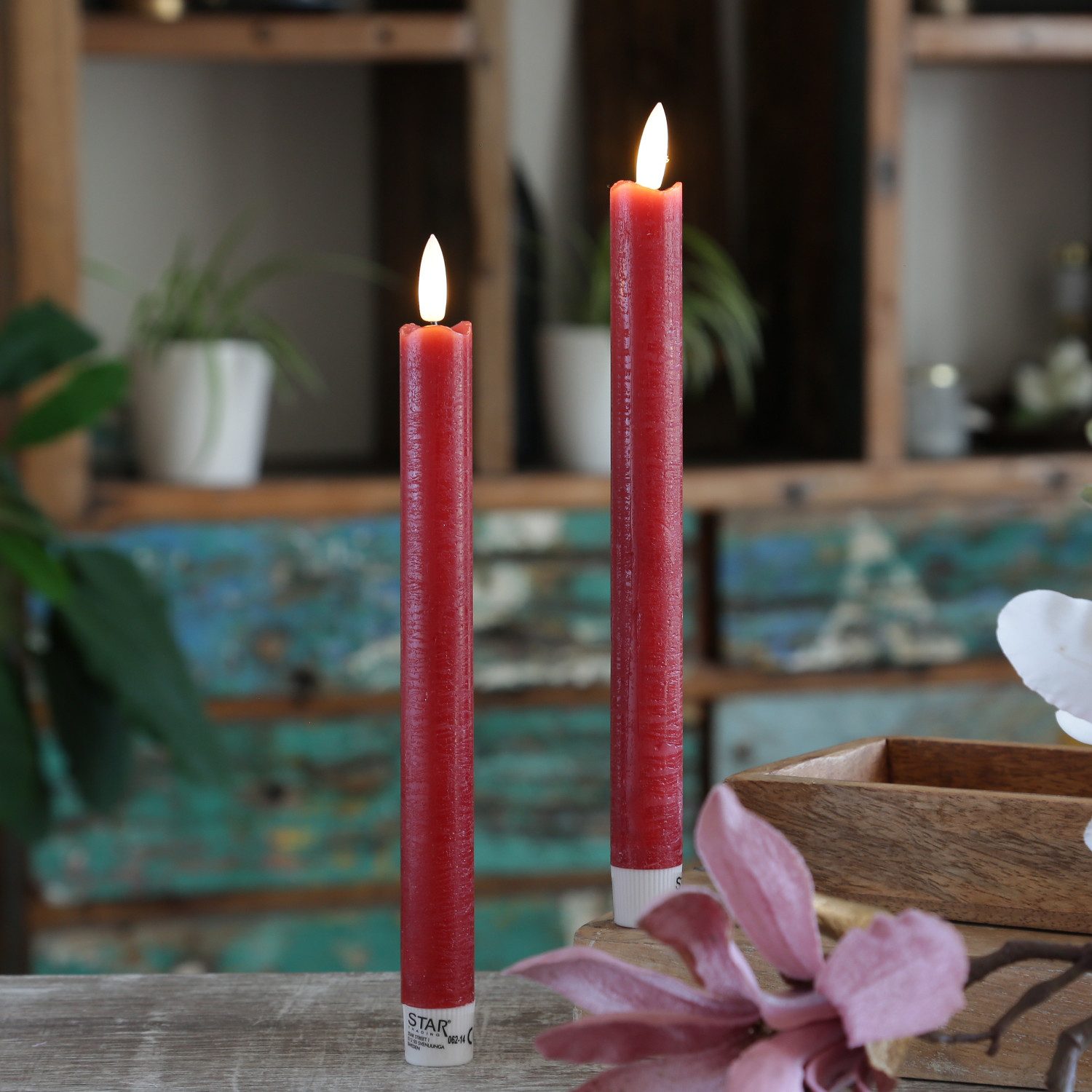 MARELIDA LED-Kerze LED Stabkerzen Tafelkerzen Dinner Spitzkerzen rustikal 2 günstig online kaufen