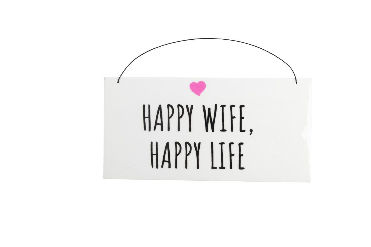 Imkerei Freese Dekofigur Freese Holz-Schild Happy Wife, Happy Life