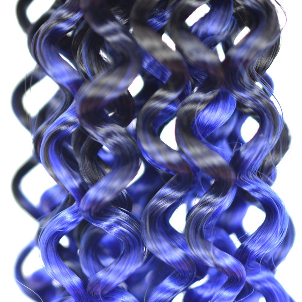 MyBraids YOUR BRAIDS! Ombre Deep 3-WS 3er Schwarz-Blau Kunsthaar-Extension Pack Crochet Flechthaar Zöpfe Braids Wellig Wave