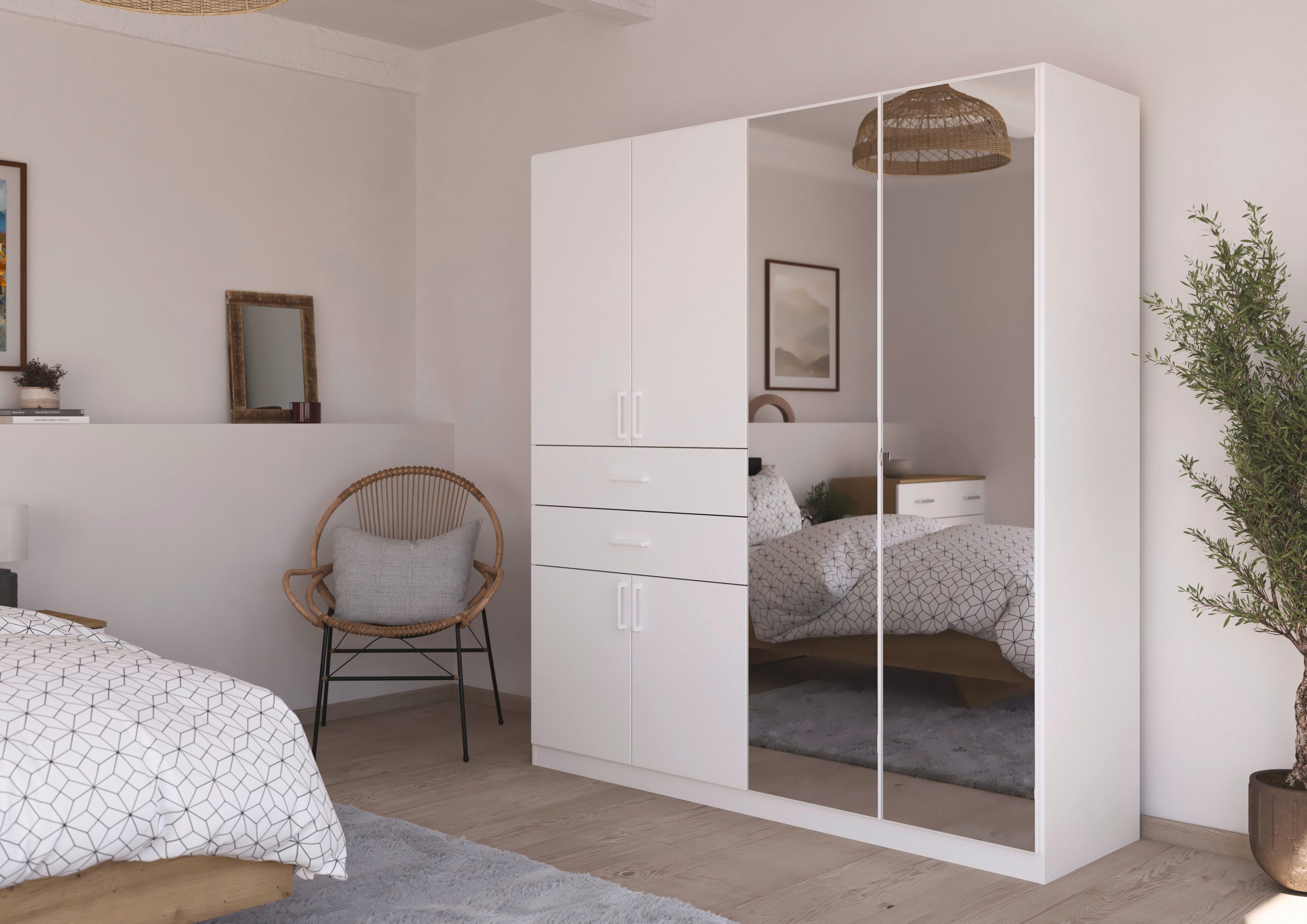 rauch Drehtürenschrank "Maika" mit Spiegel, 2 Schubladen, in verschiedenen günstig online kaufen