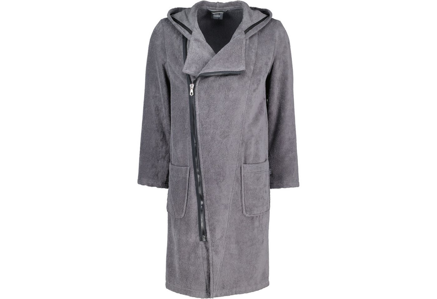 Cawö Herrenbademantel New Zipper 6516 Kapuze Frottier, Kapuze, 100% Baumwolle