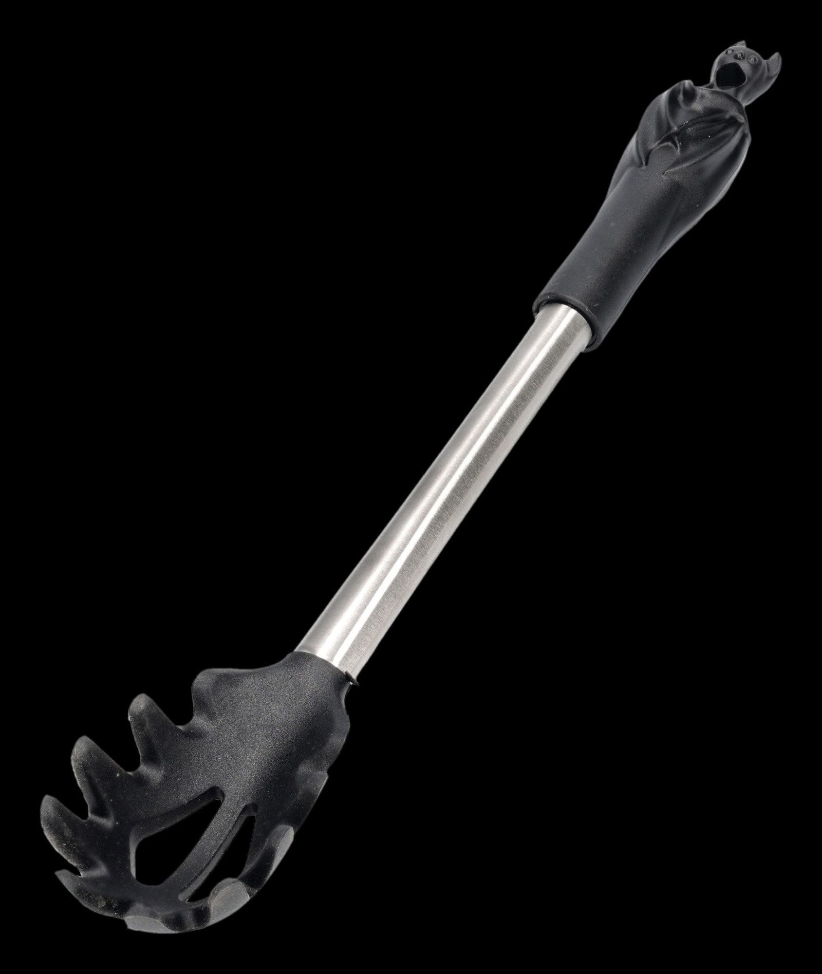 Figuren Shop GmbH Spaghettibesteck Fledermaus Spaghettilöffel Gothic Küchenhelfer Halloween 36 cm (1-tlg), Nylon mit Silikon umwickelt/ Stahl, Lebensmittelecht, BPA-frei, FDA-geprüft, hitzebeständig bis zu 230C