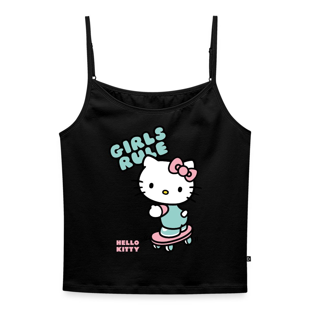Spreadshirt Spaghettitop Hello Kitty Auf Skateboard Girls Rule Frauen Spaghetti Tank Top (1-tlg)
