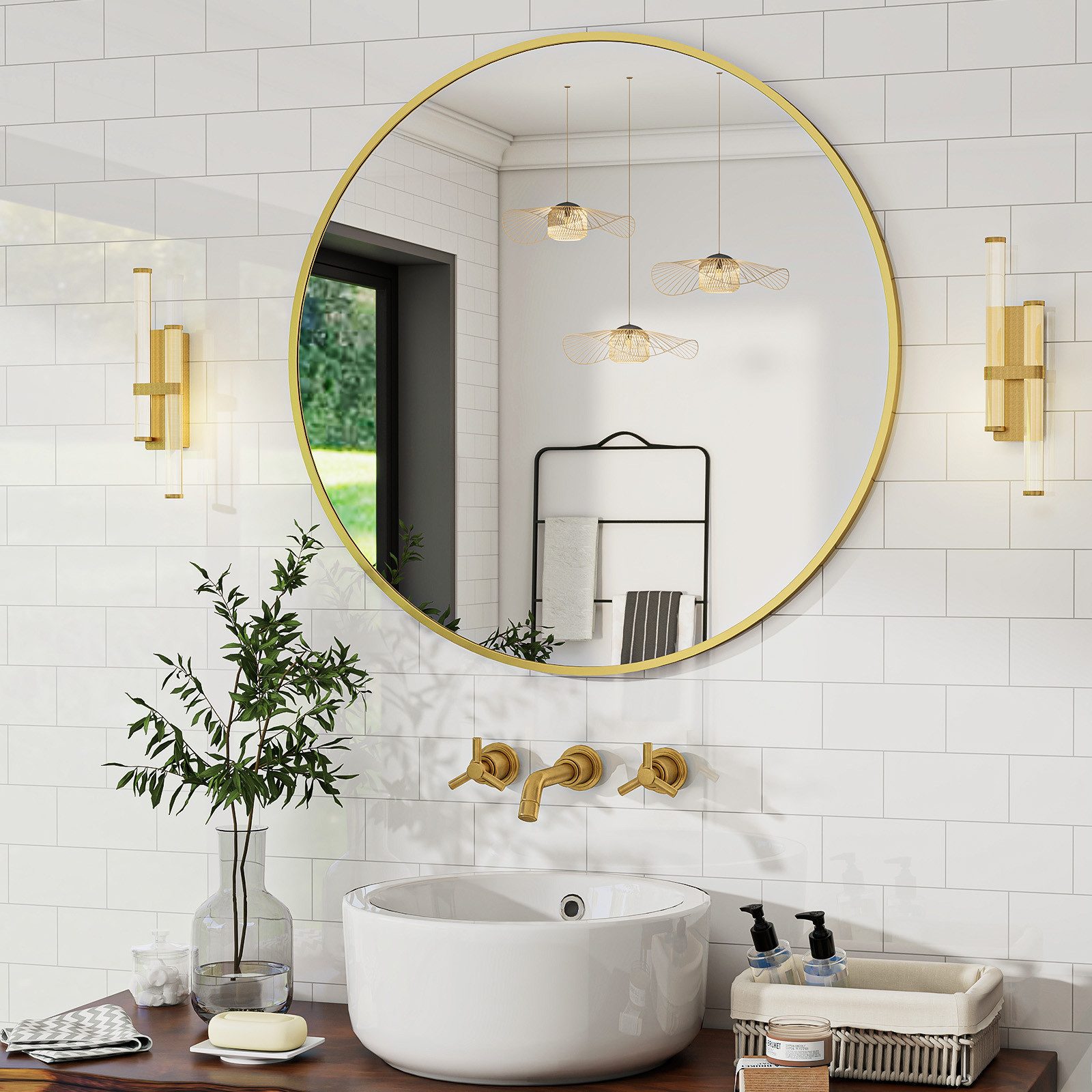 BEAUTYPEAK Wandspiegel Rundspiegel große Dekoration Badezimmer günstig online kaufen