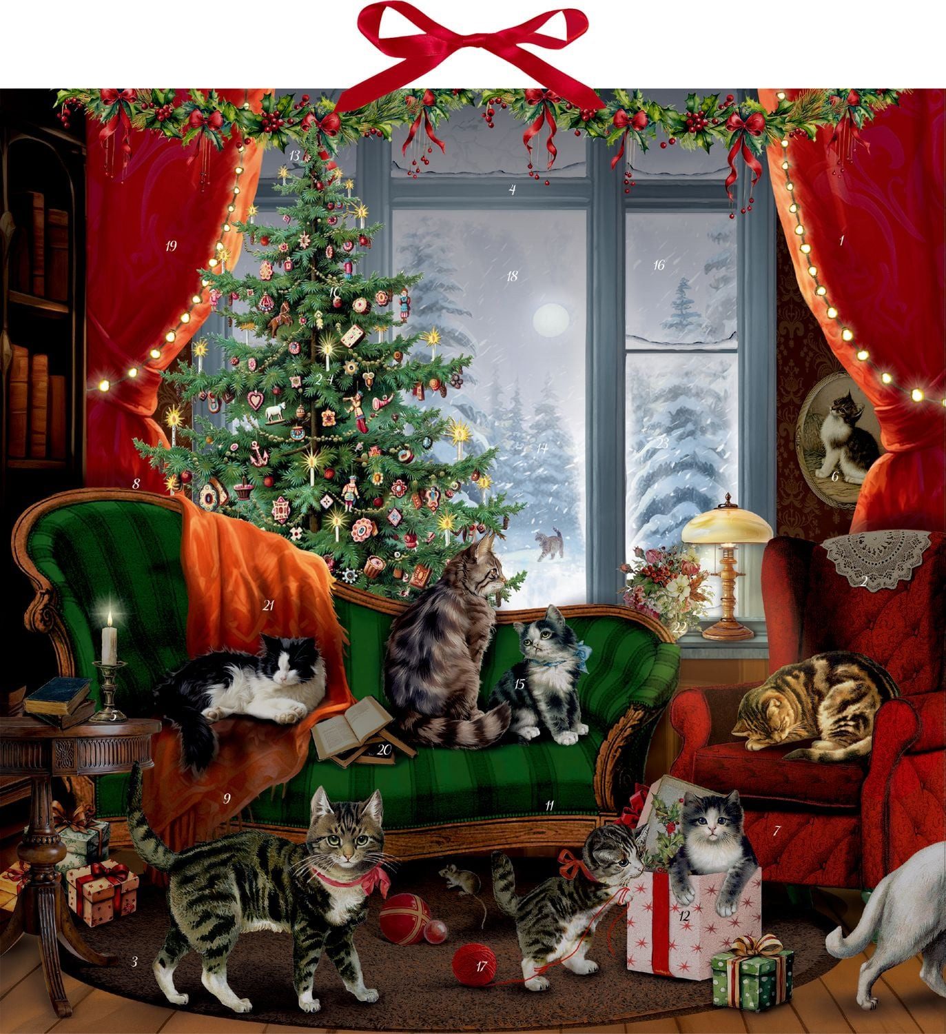 Coppenrath Tierkalender Wand-Adventskalender – Katzen am Fenster