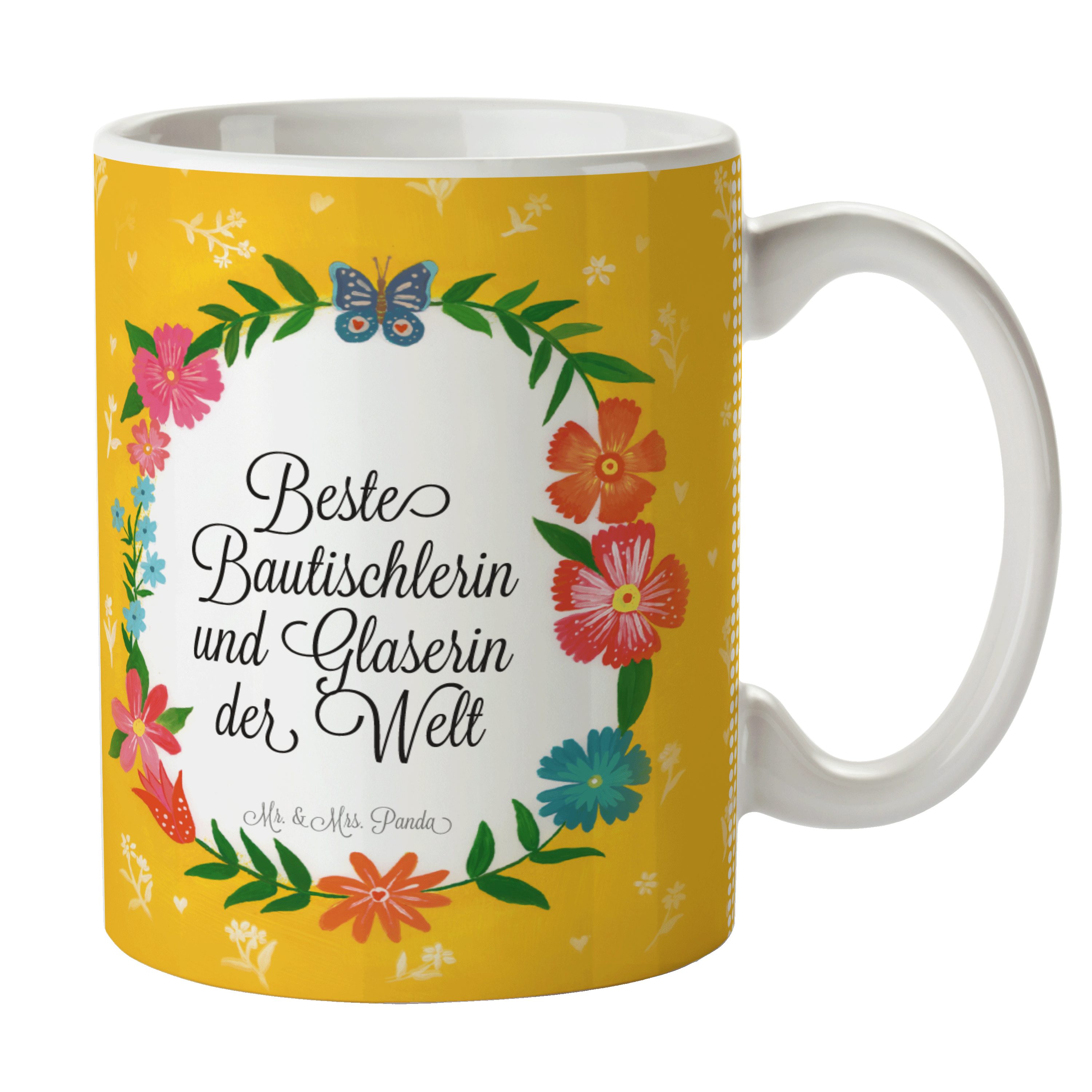 Mr. & Mrs. Panda Tasse Bautischlerin und Glaserin - Geschenk, Abschluss, Büro Tasse, Beruf, Keramik