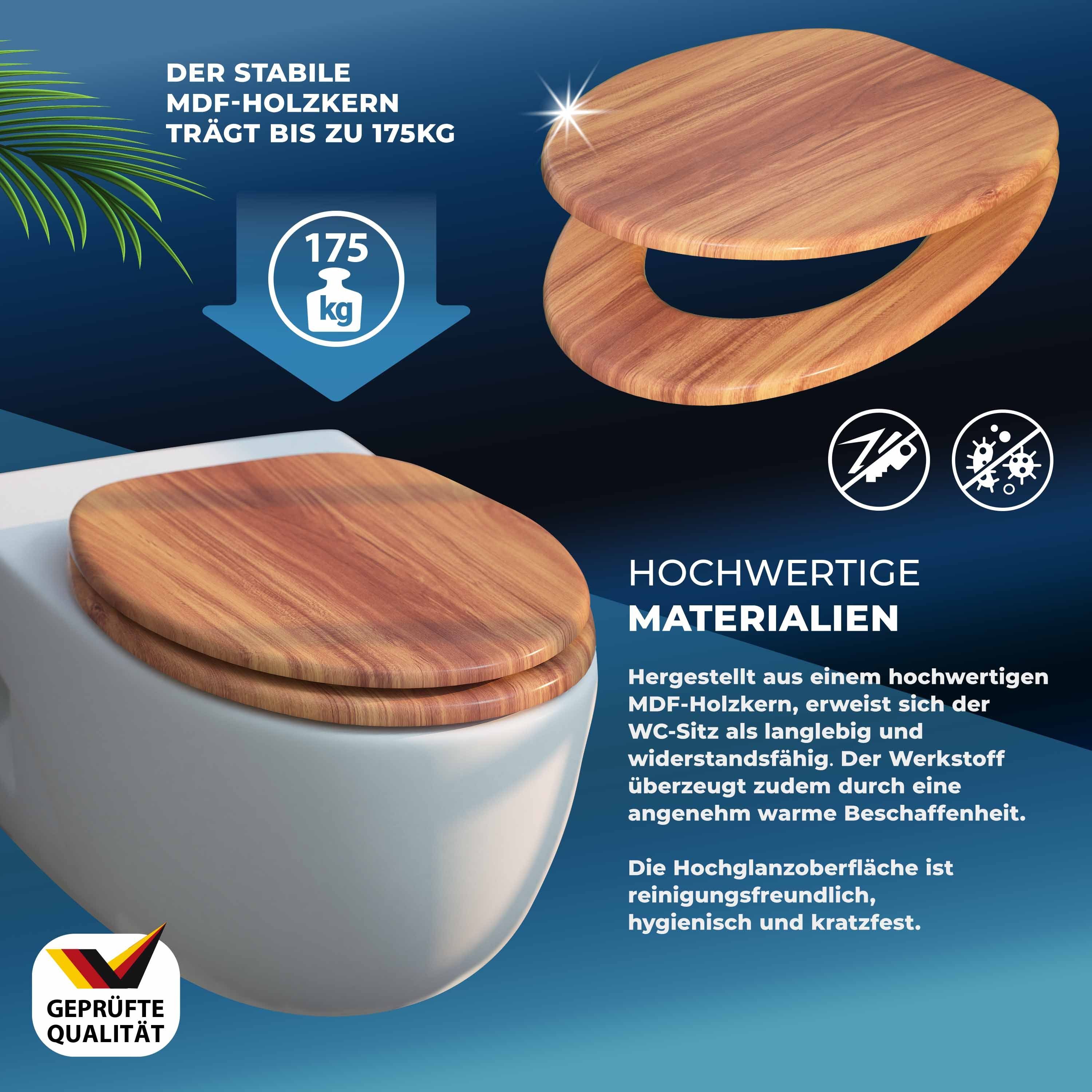 Casaria WC-Sitz, Doppelte Absenkautomatik MDF Holz hygienisch Toilettensitz Klobrille