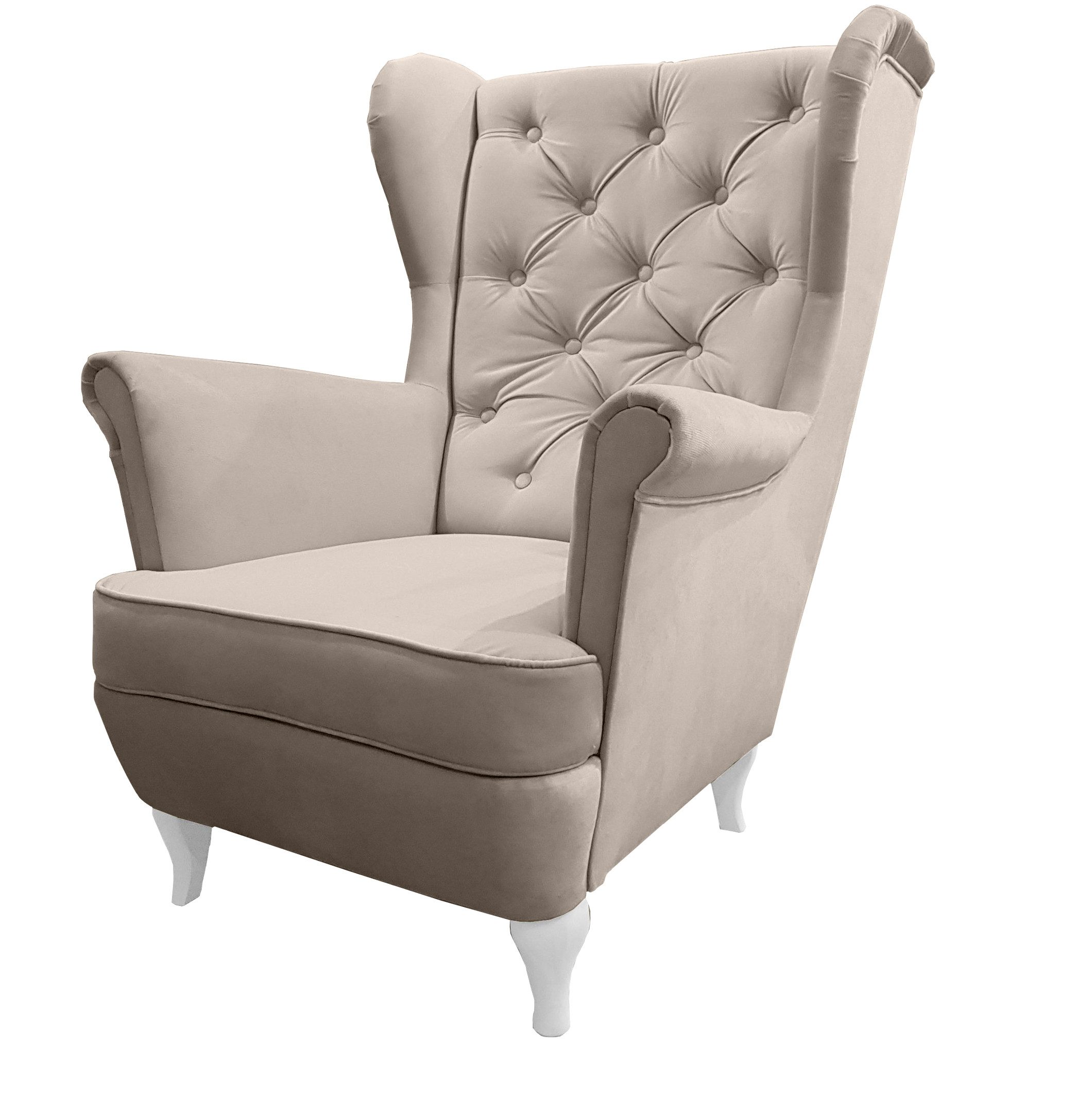 Beautysofa Ohrensessel Sessel FALCO Chesterfield Wohnzimmersessel günstig online kaufen