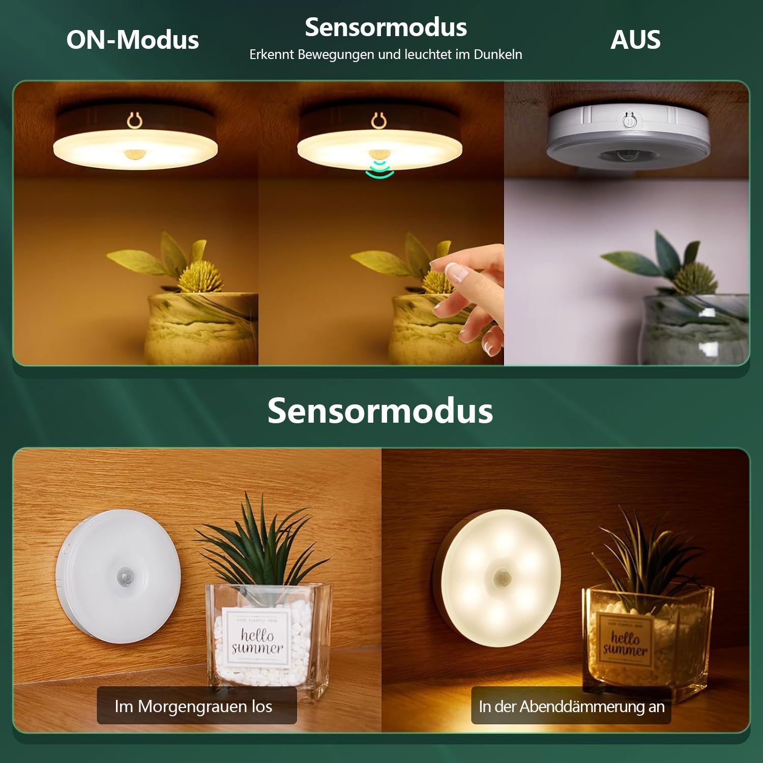 feinlux Nachtlicht Nachtlicht LED Nachttischlampe Nachtlicht Licht Schranklicht wandlampe, LED fest integriert, Warmweiß/Kaltweiß, 3 Modi & Dimmbar