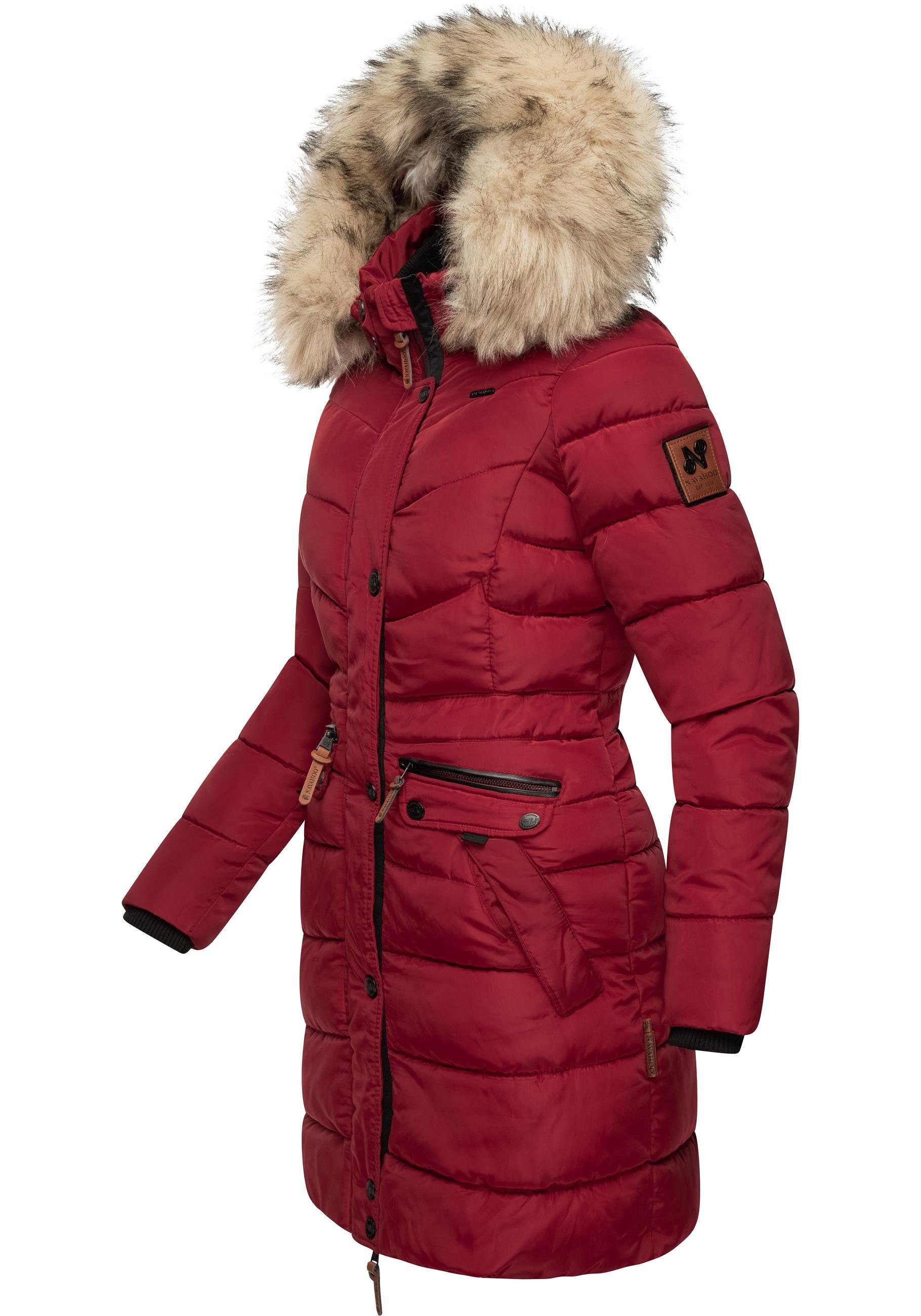 Navahoo Steppmantel Paula stylischer Winter Parka m. edlem Fellimitat