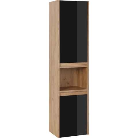 welltime Hochschrank Torun Badezimmerschrank Badschrank Schrank Breite 35 cm mit Glasfronten