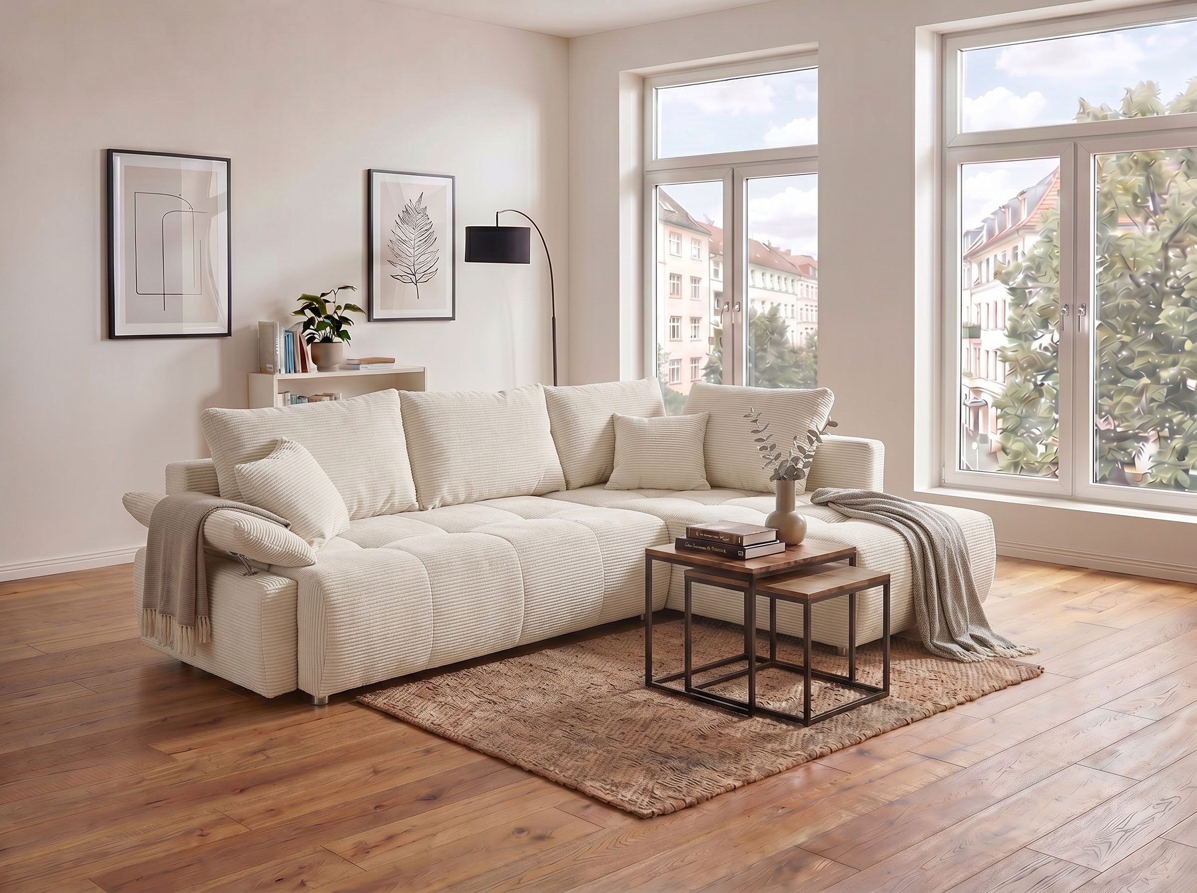 COLLECTION AB Ecksofa Funtastic L-Form, B: 213 cm, Schlaffunktion, Bettkasten, auch in Cord, Armteilverstellung, Bonnellfederkern, frei stellbar