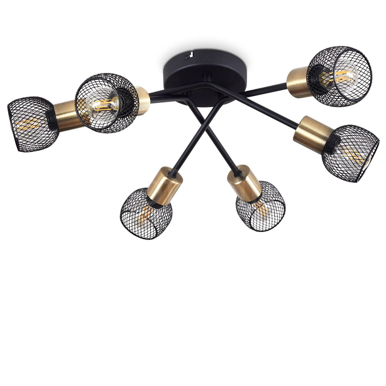 hofstein Deckenleuchte »Pieve« Deckenlampe aus Metall schwarz, gold Zimmerl günstig online kaufen