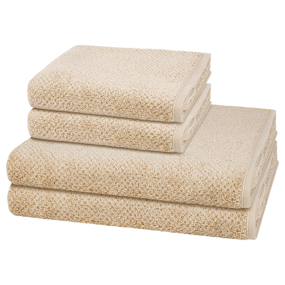 Cawö Handtuch Set Pure, Walkfrottee (Spar-Set, 4-St), 2 X Handtuch 2 X Duschtuch im Set - Baumwolle - Saugstark